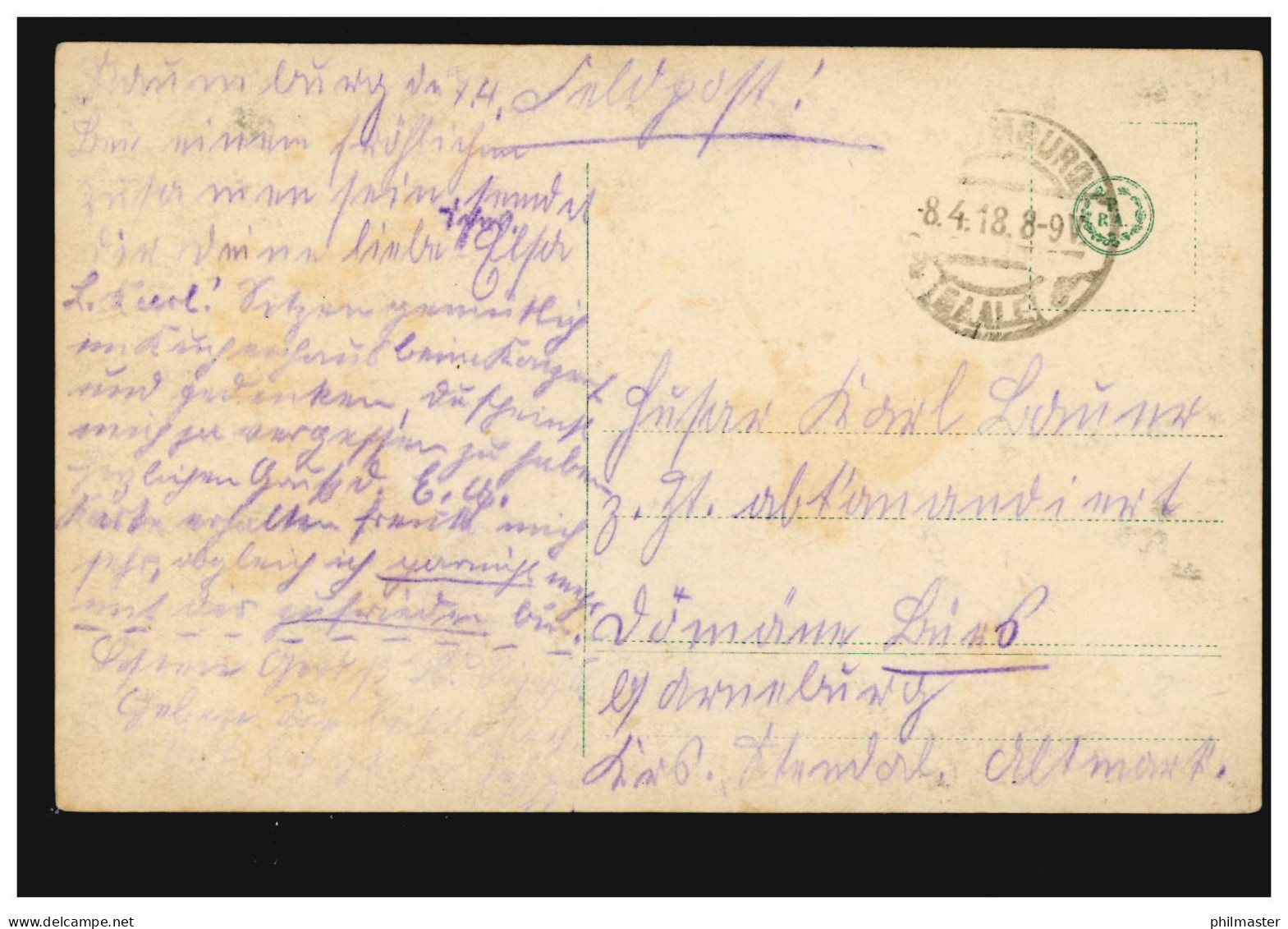 Ansichtskarte Vornamen: Karl, Wartende Frau Mit Spruch, Feldpost 8.4.1916 - Vornamen
