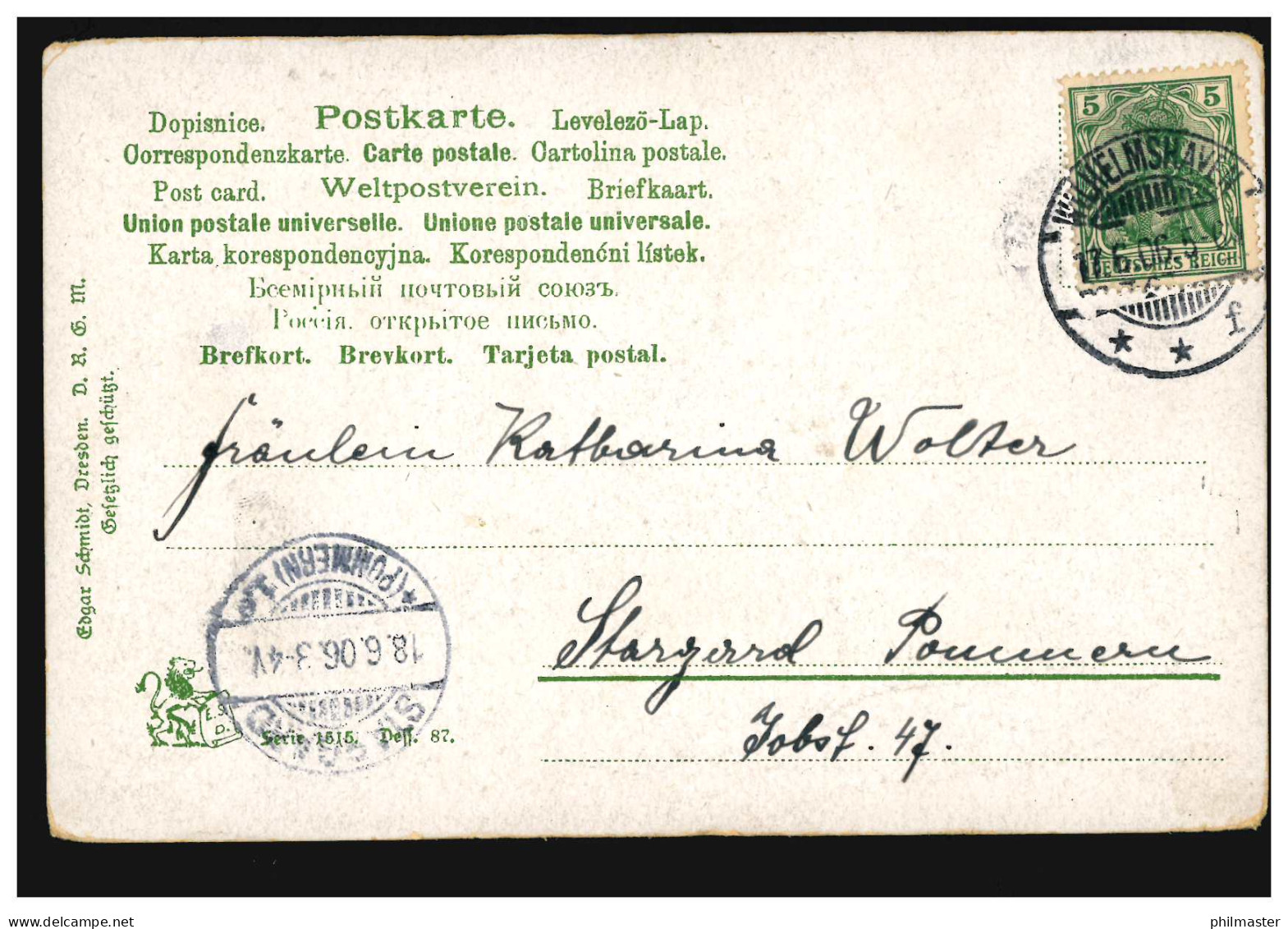 Ansichtskarte Vornamen: Käthe, Landschaft Mit Bergen, WILHELMSHAVEN 16.6.1906 - Vornamen