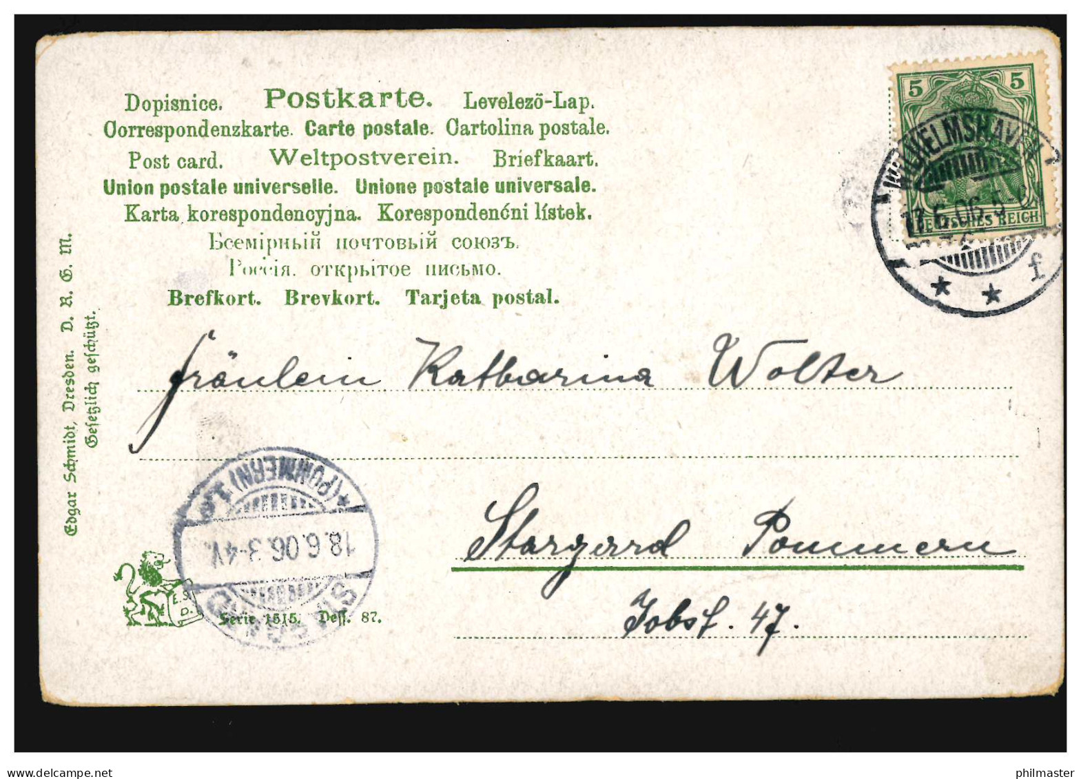 Ansichtskarte Vornamen: Käthe, Landschaft Mit Bergen, WILHELMSHAVEN 16.6.1906 - Prénoms