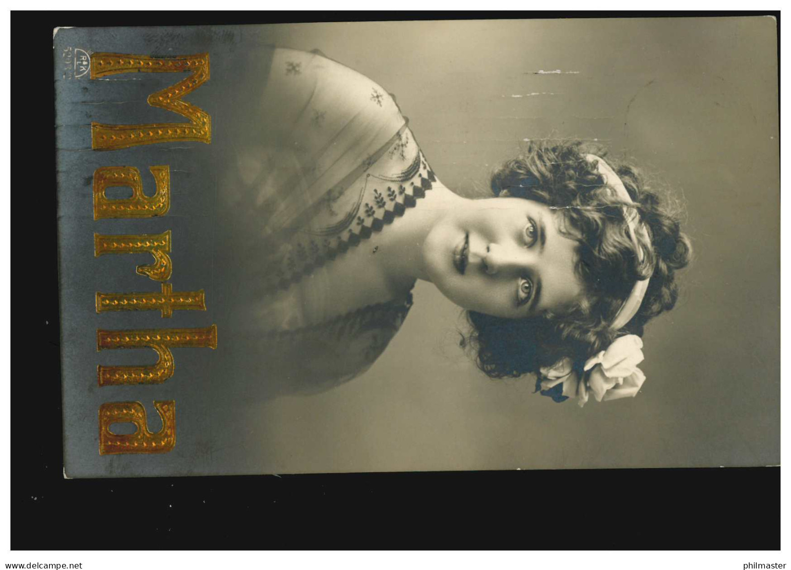 Ansichtskarte Vornamen: Martha, Frauenbild Mit Haarschleife, BERLIN 23.4.1918 - Prénoms
