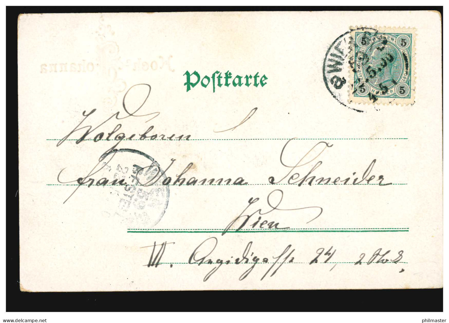 Ansichtskarte Vornamen: Johanna, Blumen, Ortspostkarte WIEN 22.5.1900 - Prénoms