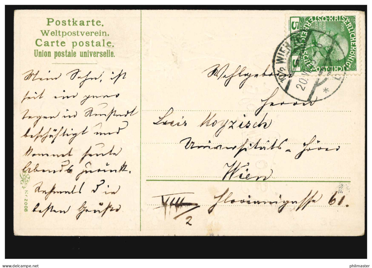 Ansichtskarte Vornamen: Hoch Alois! Rosen Und Veilchen, WIEN 20.6.1903 - Prénoms