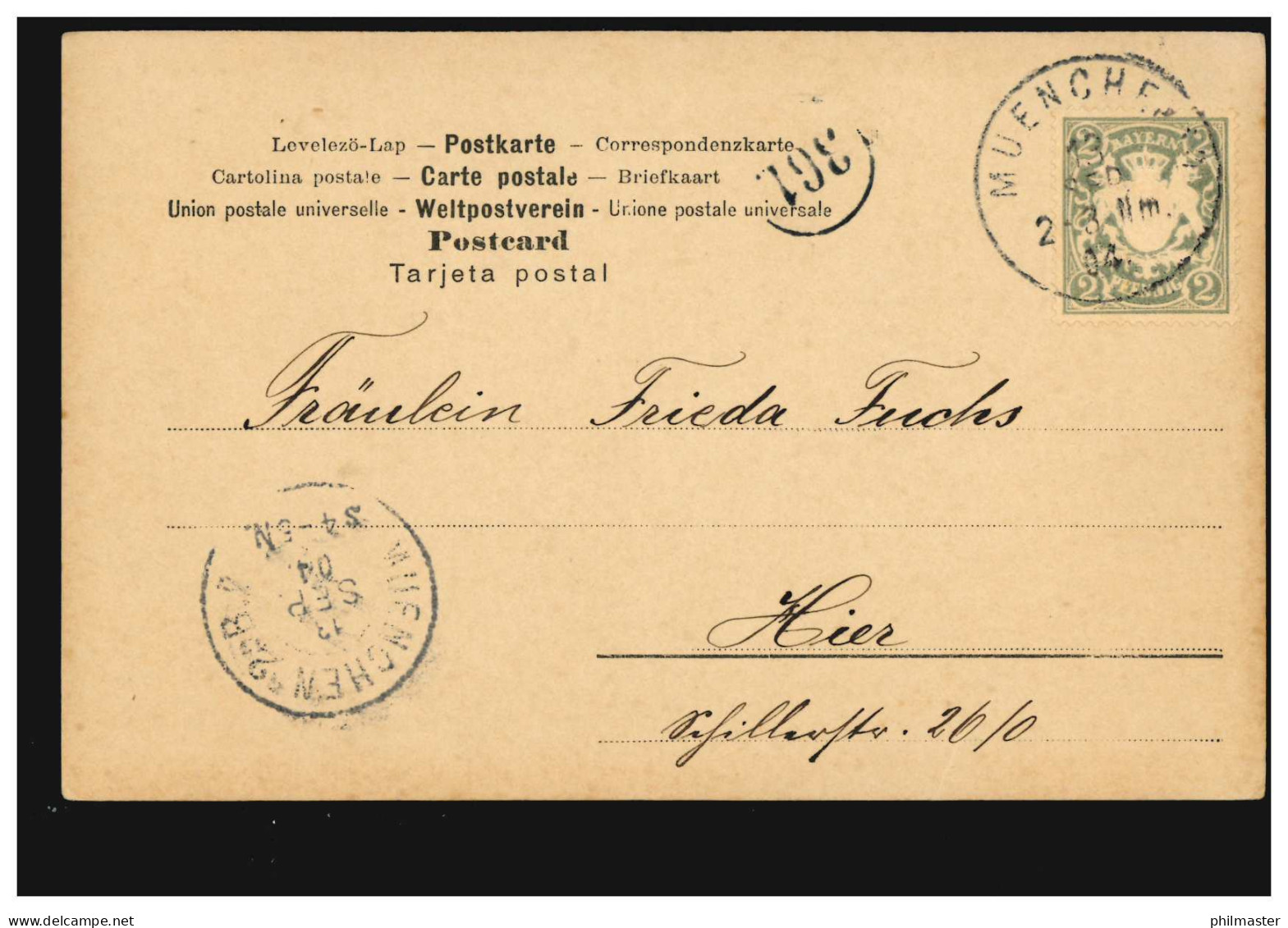 Ansichtskarte Vornamen: Frieda, Parkanlage, Ortspostkarte MÜNCHEN 13.9.1904 - Nomi