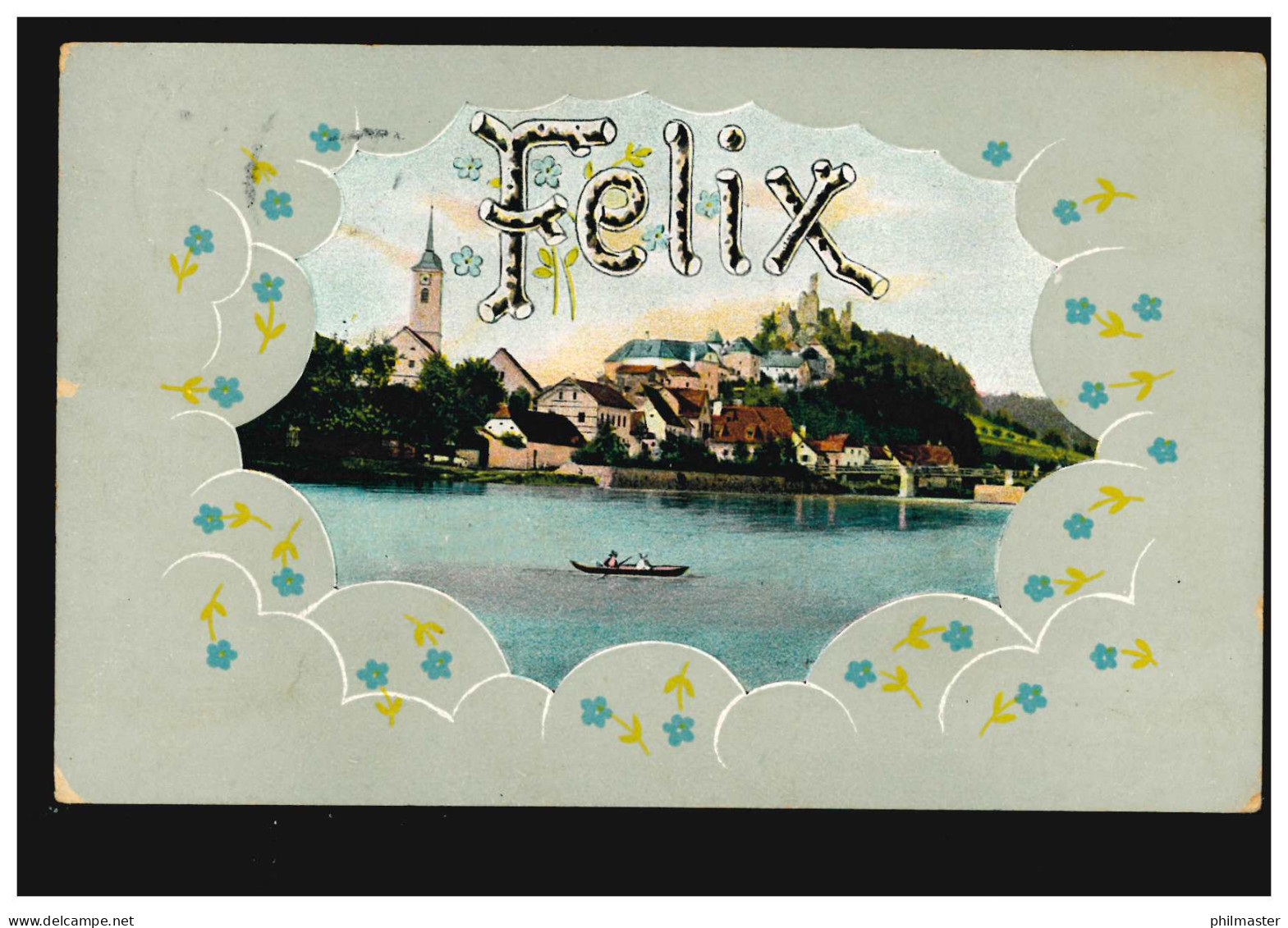 Ansichtskarte Vornamen: Felix, Landschaft Mit Ruderboot, WOLFENBÜTTEL 25.6.1907 - Firstnames