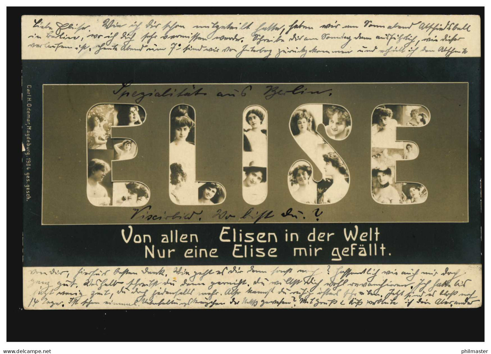 Ansichtskarte Vornamen: Elise, SPANDAU RUHLEBEN 10.10.1904 Nach HANNOVER 19.10. - Firstnames