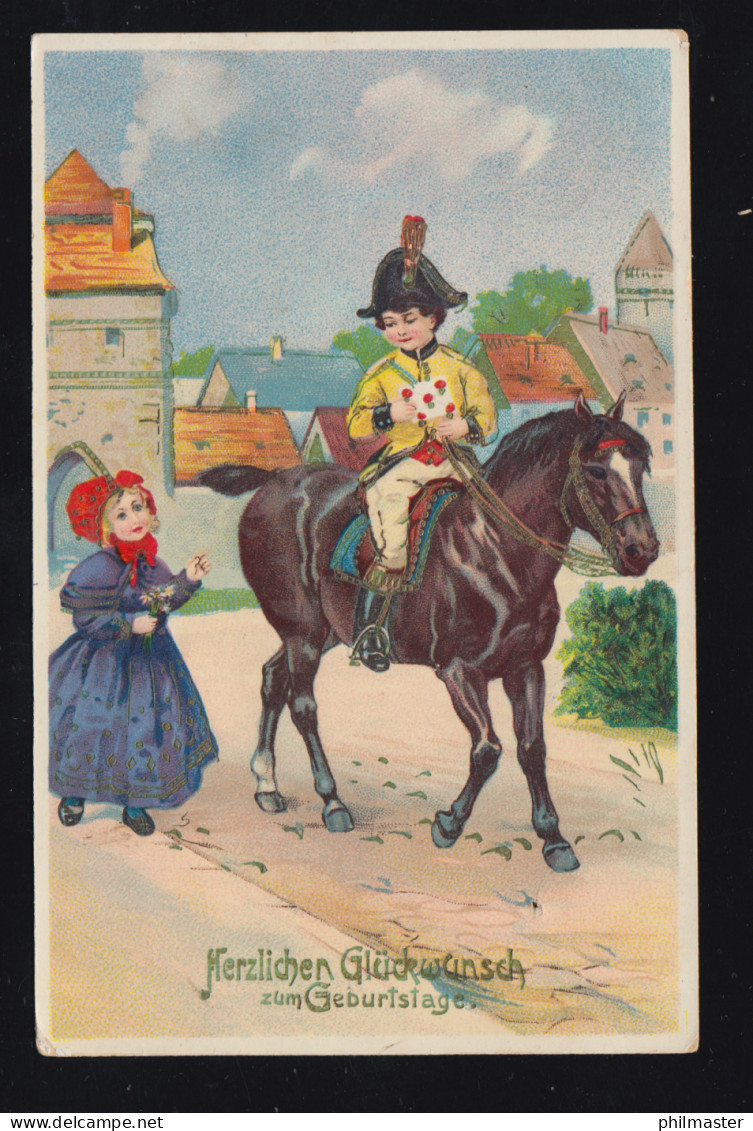 Tiere-AK Pferd: Reitender Bekommt Glückwuschkarte, RETHEM (ALLER) 20.12.1913 - Sonstige & Ohne Zuordnung