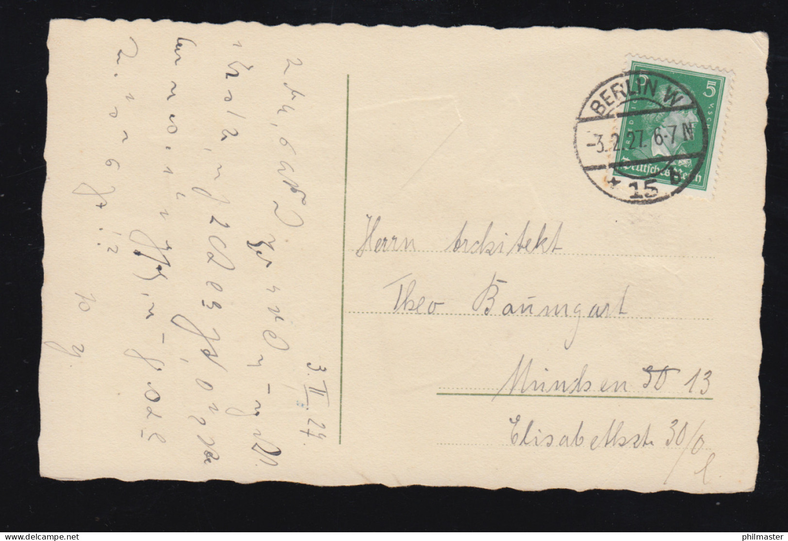 Tiere-AK Hund Bringt Brief Zum Briefkasten, BERLIN W 15b 3.2.1927 - Dogs