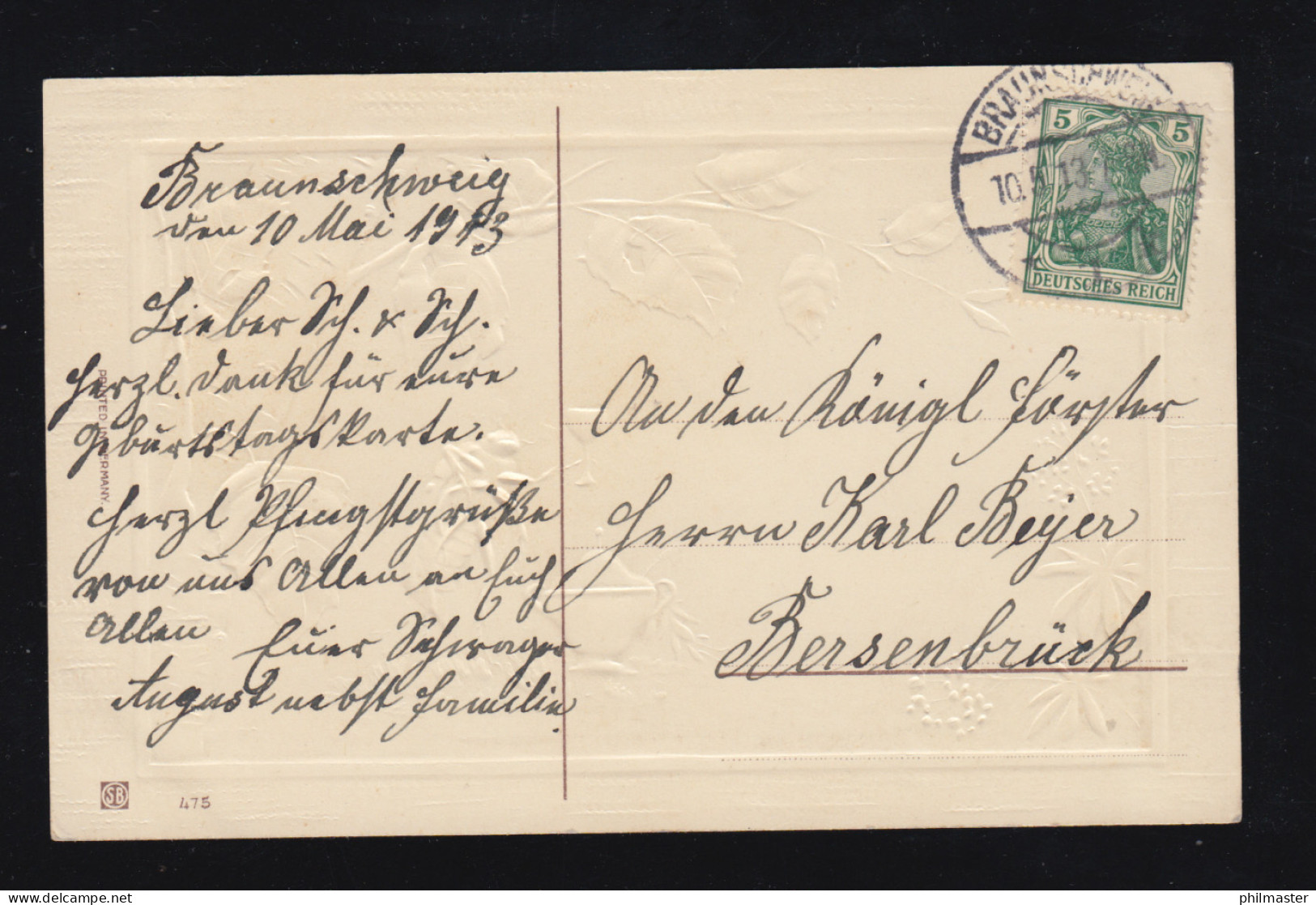 Tiere-AK Pfingsten Maikäfer Mit Weinglas Und Maibowle, BRAUNSCHWEIG 10.5.1913 - Autres & Non Classés