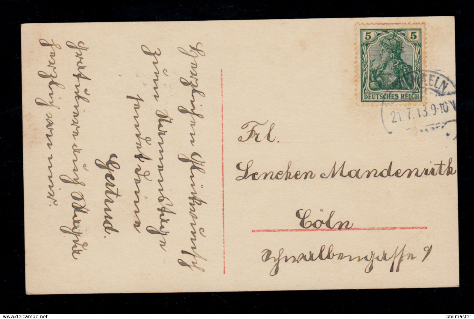 AK Glückwünsche Namenstag: Mädchen Und Junge Mit Blumen, 21.7.1913 - Other & Unclassified