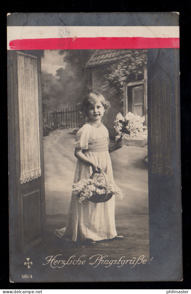 AK Glückwünsche Pfingsten: Mädchen Im Weißem Kleid Blumen, Feldpost BREMEN 1917 - Other & Unclassified