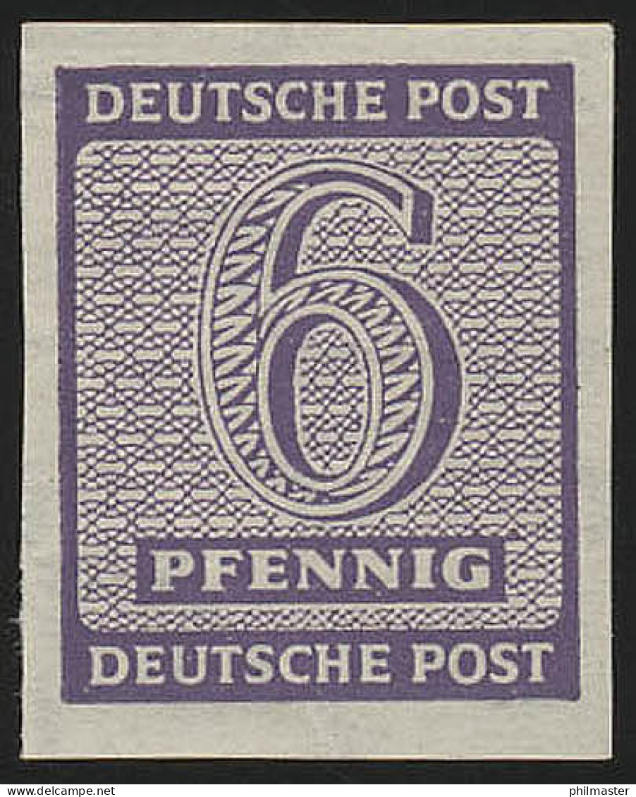 SBZ 117Ya Ziffer 6 Pf, Wz.1Y, Grauviolett, Geschnitten, ** - Nuovi