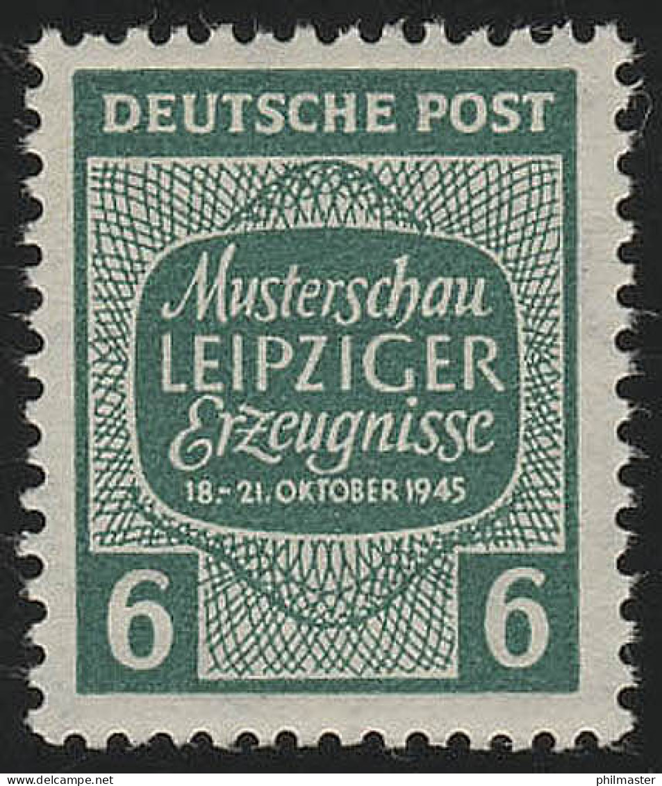 SBZ 124Y Musterschau Leipzig 6 Pf, WZ.1Y, Grün, ** - Neufs