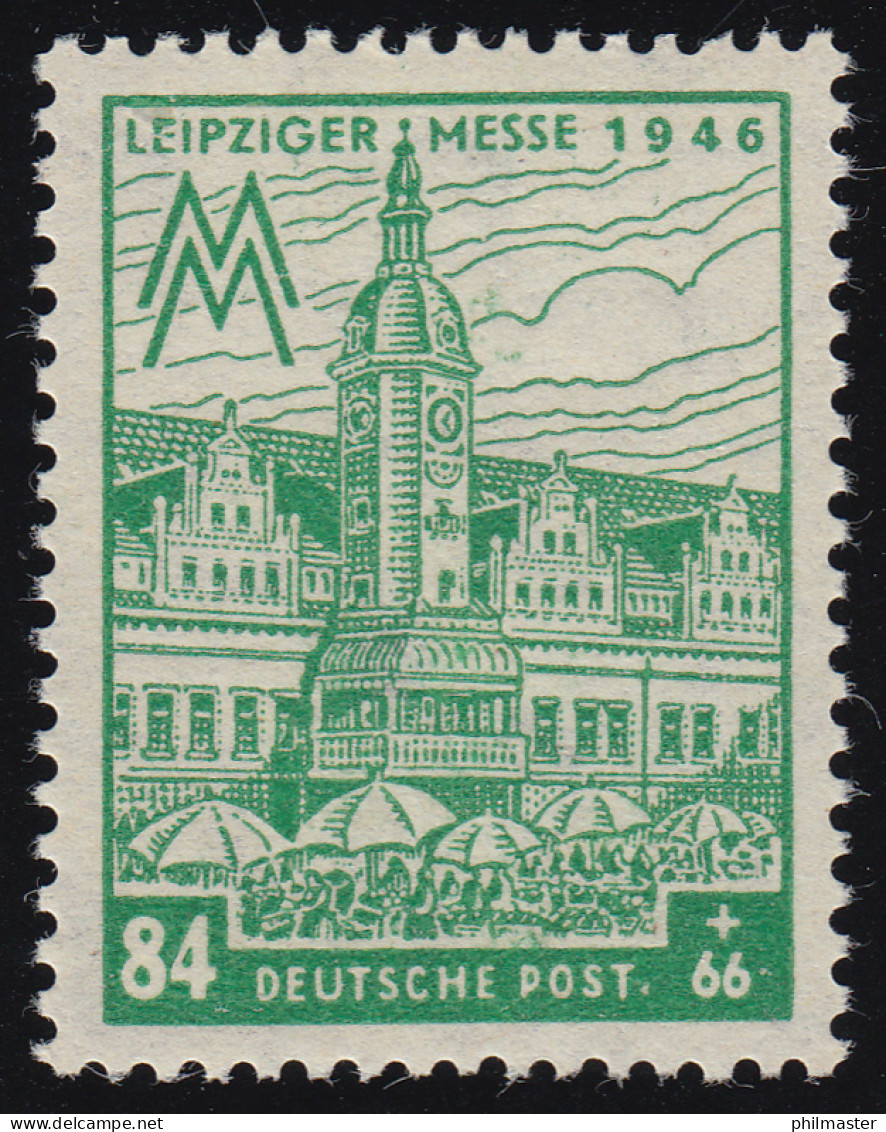 SBZ 165AYb Leipziger Messe 84 Pf, WZ.1Y, Gelbsmaragdgrün, ** - Postfris