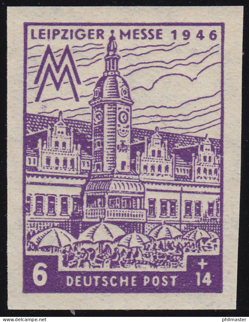 SBZ 162BX Leipziger Messe 6 Pf, WZ.1X, Violett, ** - Mint