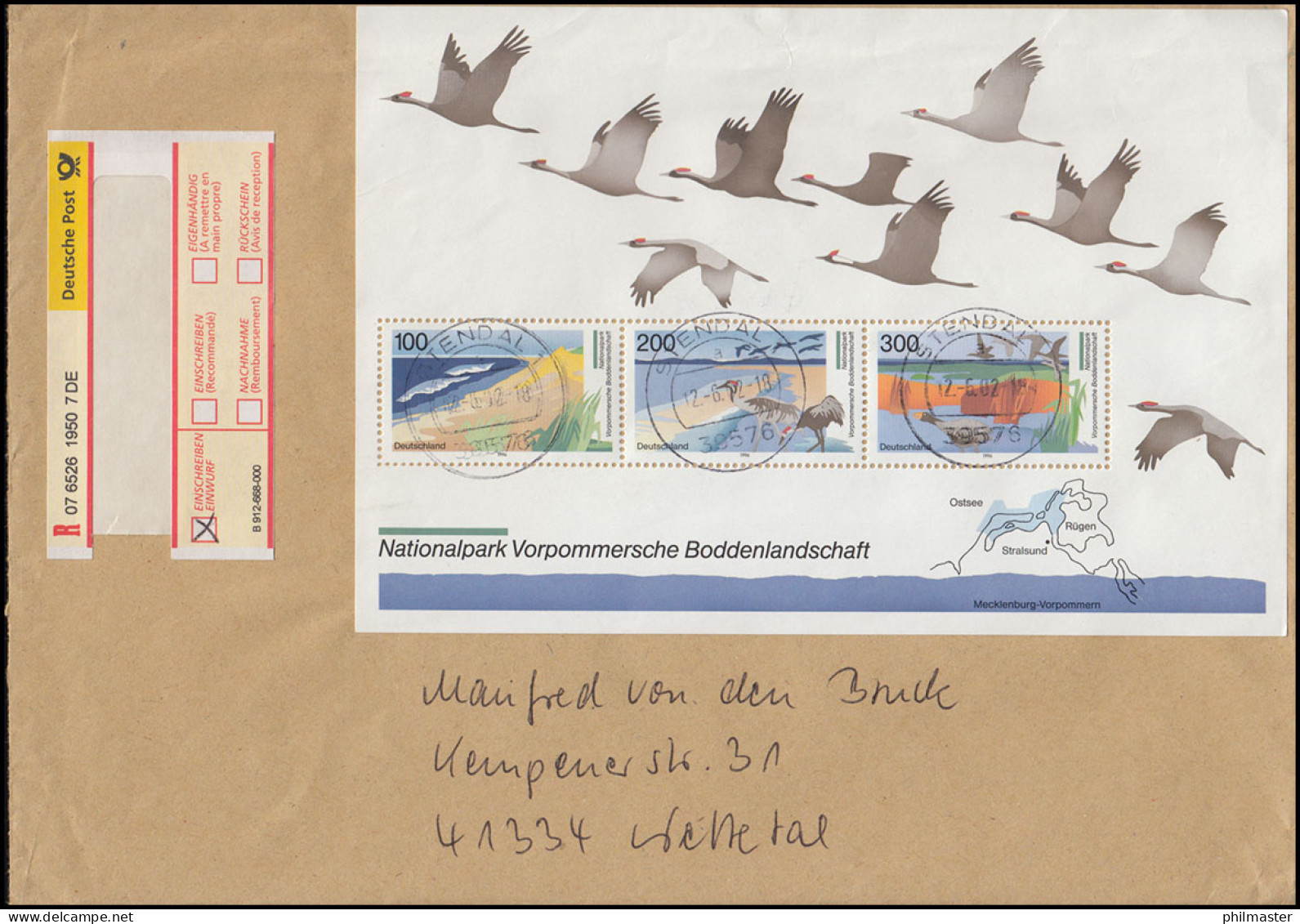 Block 36 Boddenlandschaft 1996 Als EF Auf EE STENDAL 12.6.2002 - Altri & Non Classificati