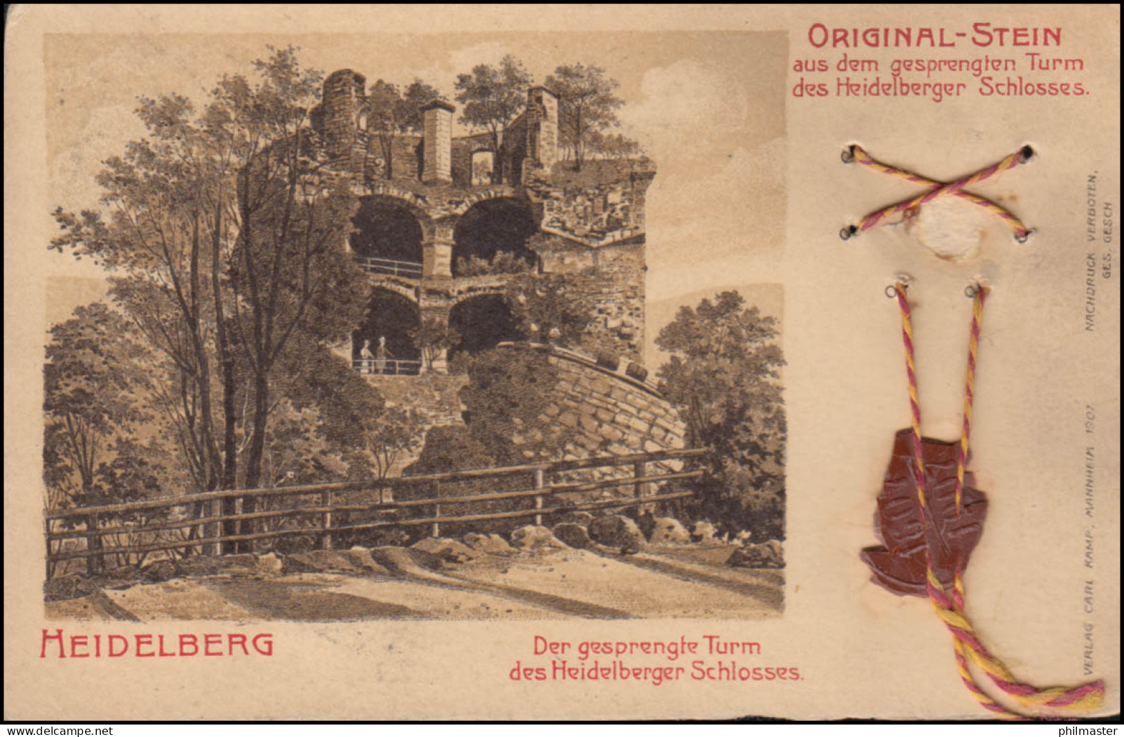 Ansichtskarte Der Gesprengte Turm Des Heidelberger Schlosses, HEIDELBERG 27.7.07 - Sonstige & Ohne Zuordnung