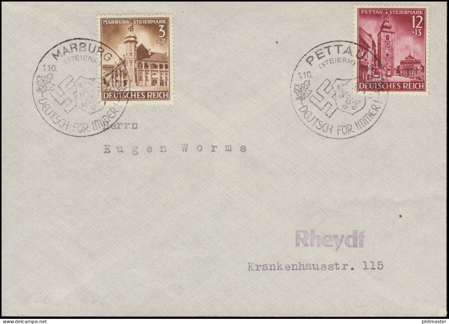 806-809 Eingliederungen 1941 Satz Auf 2 Briefen Mit 4 Passenden SSt Je 1.10.1941 - Lettres & Documents