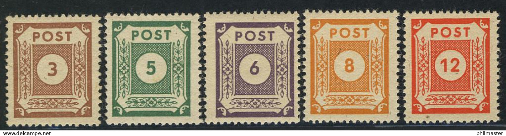 56-60 Freimarken 1945, 5 Werte, Satz ** - Nuevos