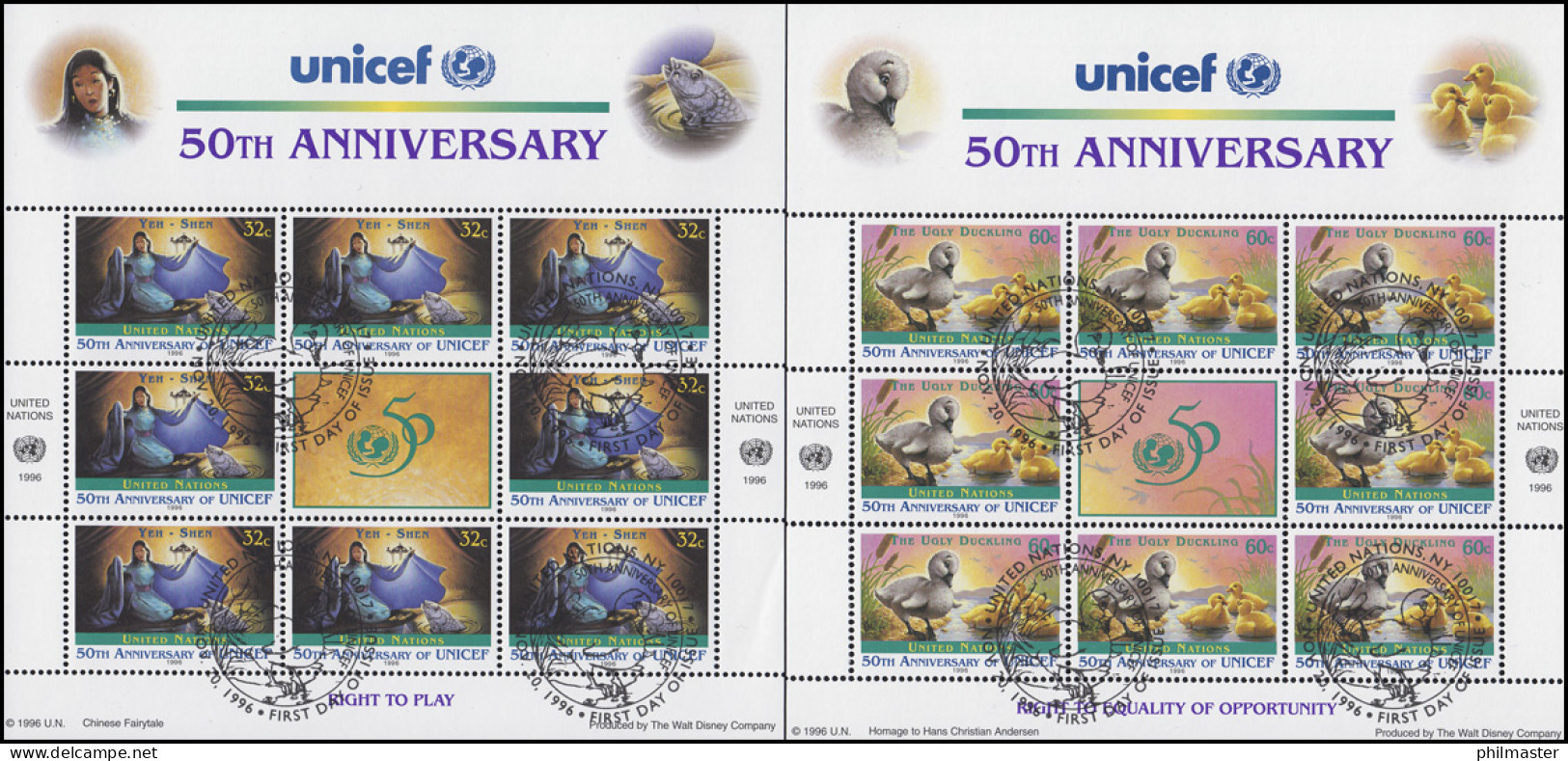 UNO New York 720-721 Kinderhilfswerk UNICEF 1996 - Märchen, ZD-Bogen ESSt - Otros & Sin Clasificación