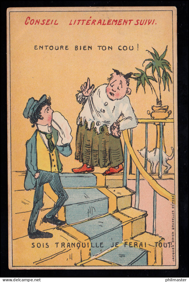 Belgien Karikatur Wortwörtlicher Tipp: Wickeln Sie Ihren Hals Gut Ein! 1907 - Humour