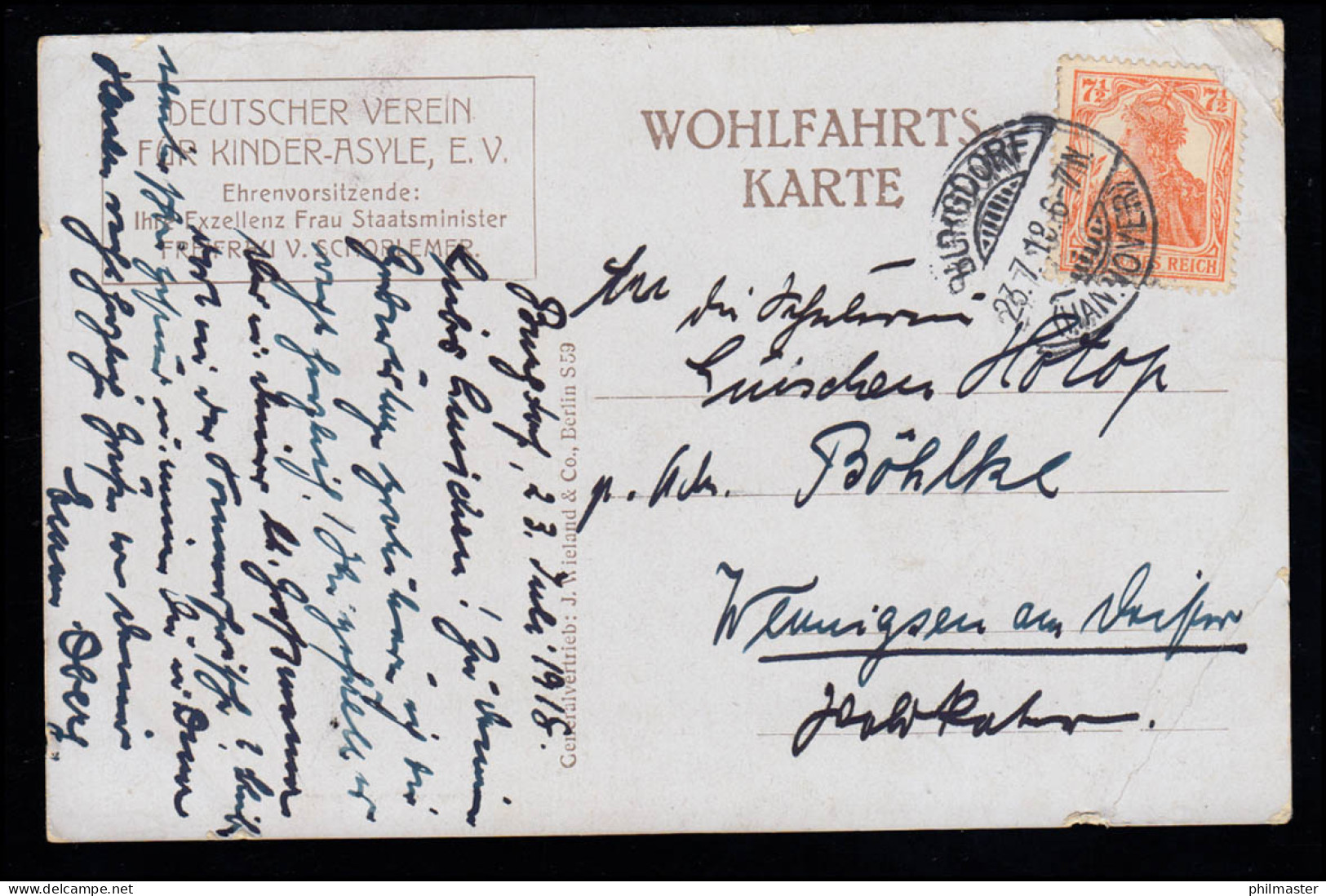 Kinder-AK Trachten - Das Geheimnis, Wofa-Karte, BURGDORF (HANNOVER) 23.7.1918  - Otros & Sin Clasificación