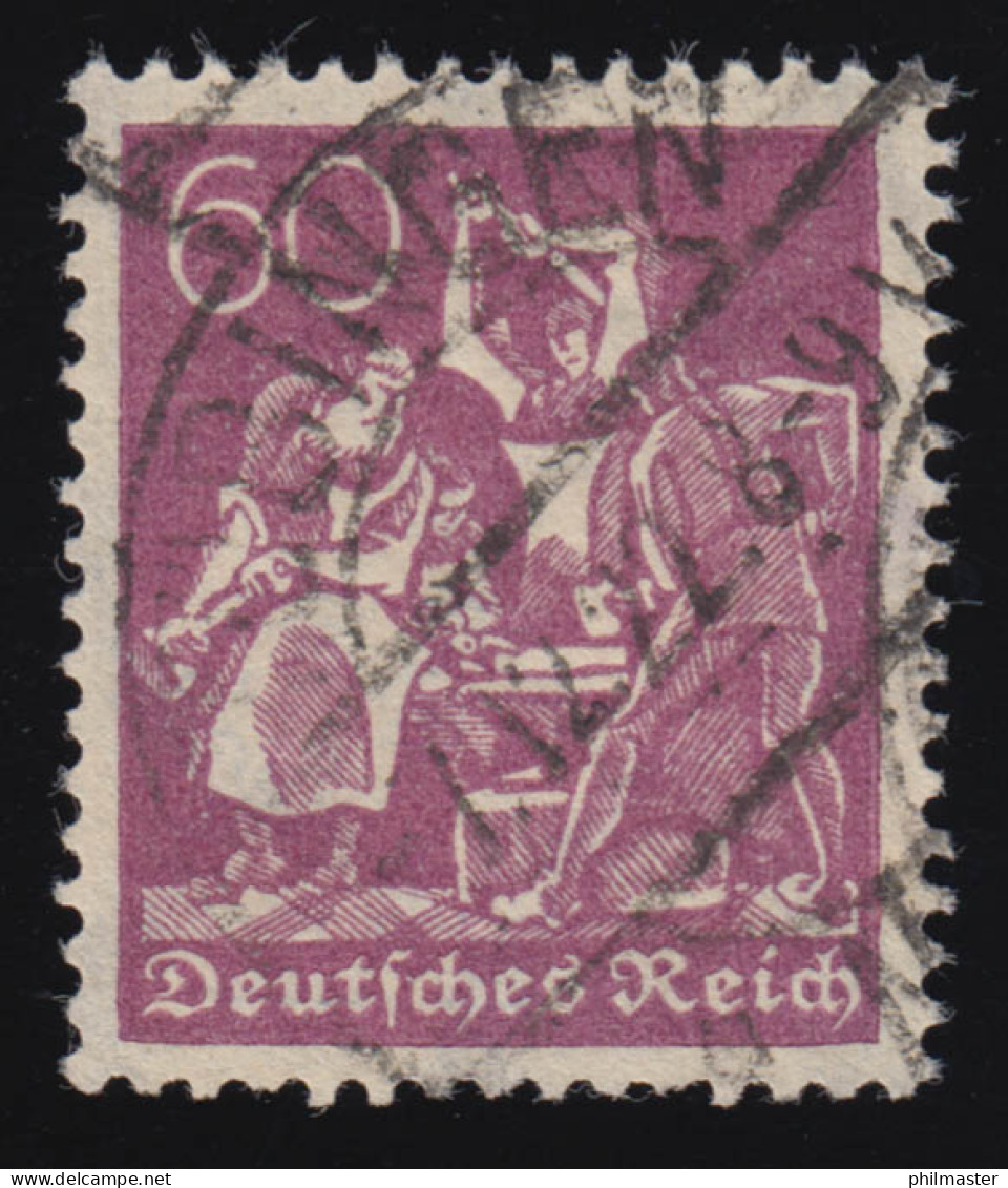 184 Freimarke Arbeiter 60 Pf Wz 2 Gestempelt O Geprüft - Used Stamps