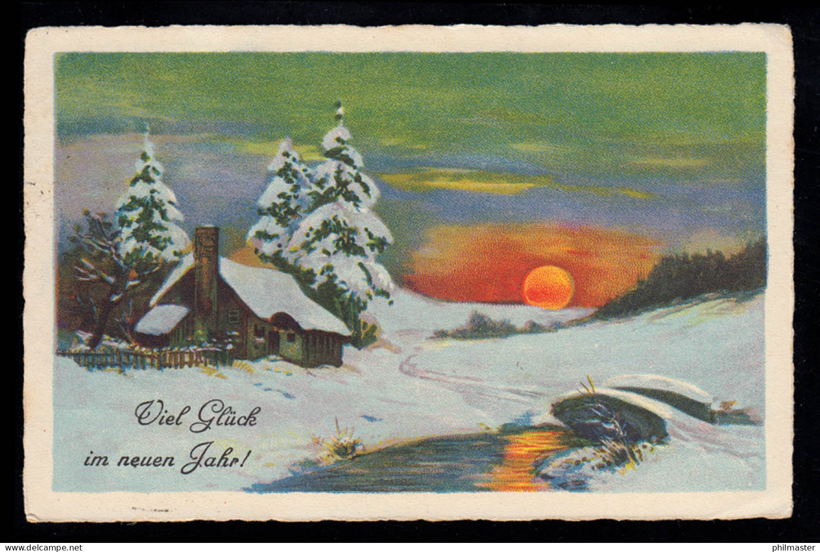 AK Neujahr: Winterlandschaft Bei Sonnenuntergang, Eßlingen (Neckar) 3.1.1930  - New Year