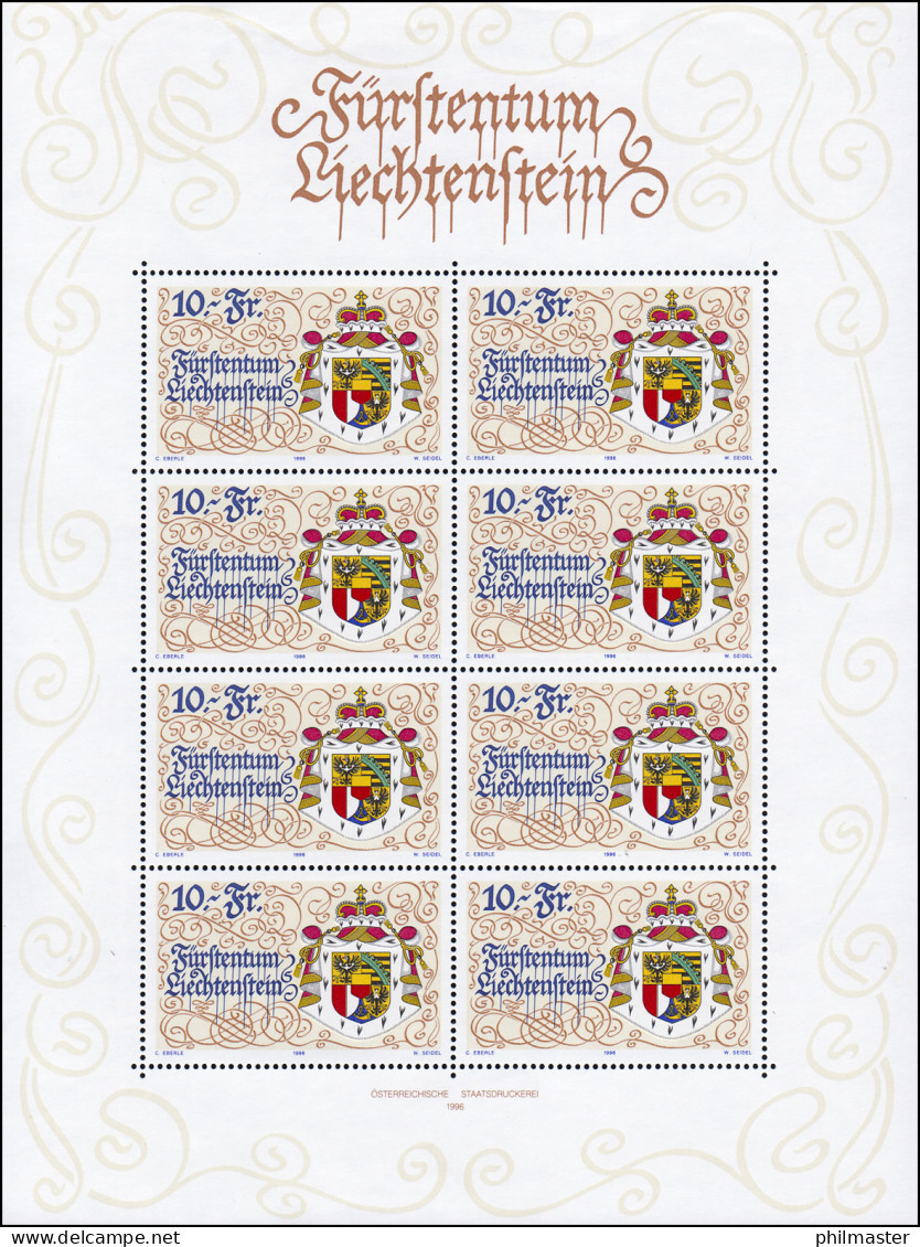 1136 Jubiläum 75 Jahre Neue Verfassung, Kleinbogen **  - Unused Stamps