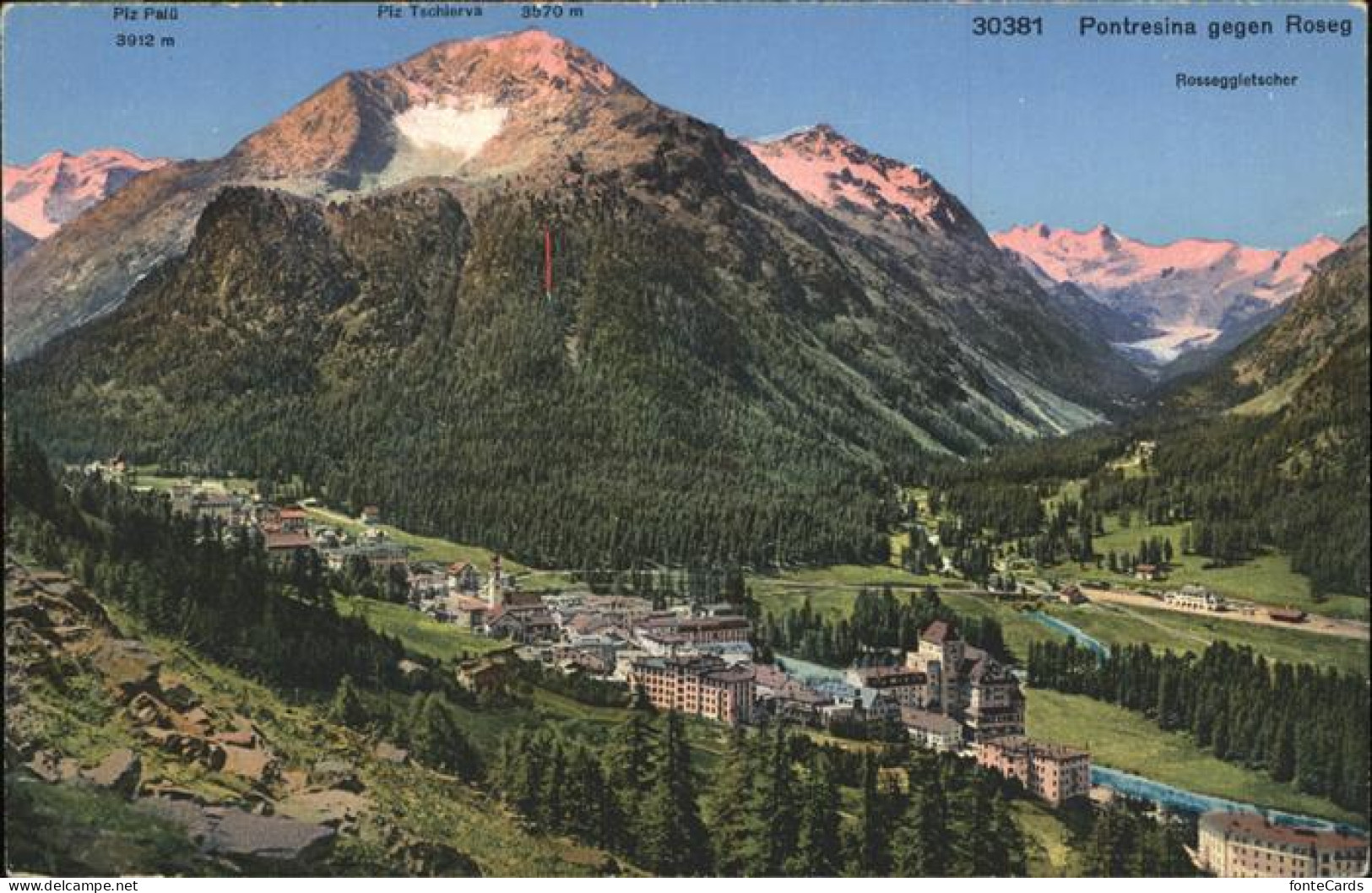 11309717 Pontresina Pontresina Gegen Roseg Mit Piz Palue Piz Tschierva Und Roseg - Sonstige & Ohne Zuordnung