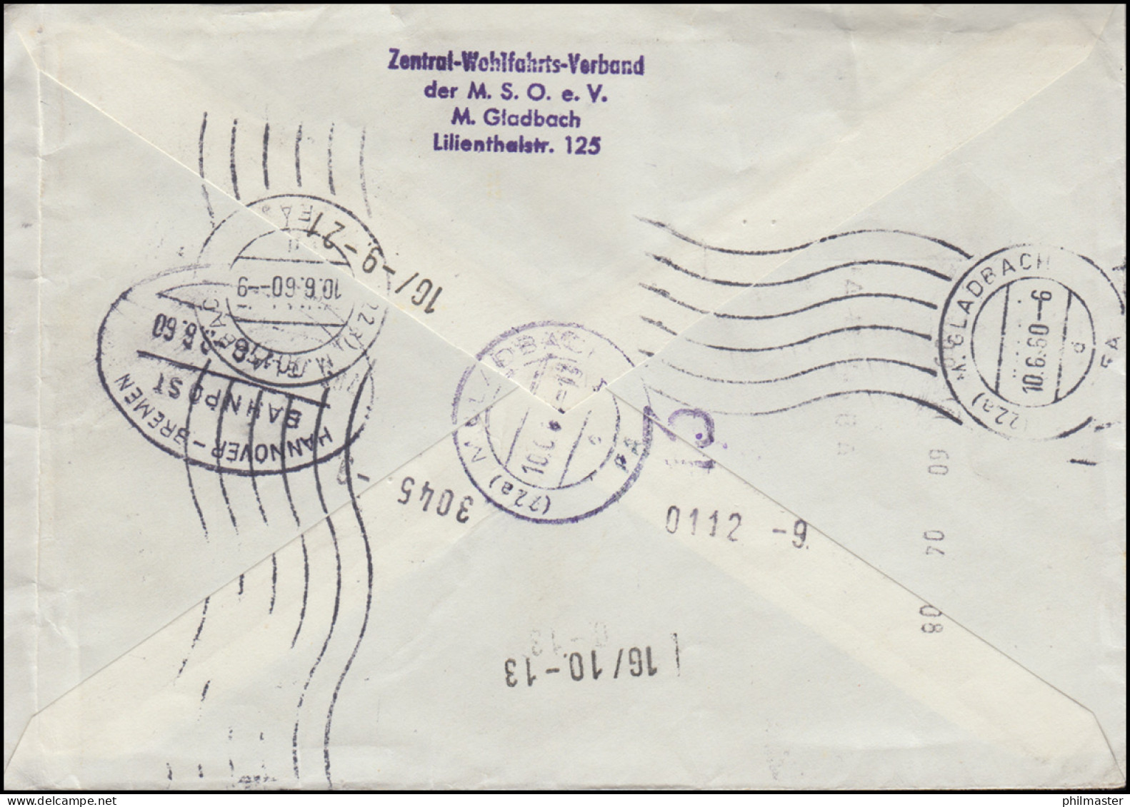 Bahnpost HANNOVER-BREMEN ZUG 178 - 9.6.60 Eil-Brief Mit 264x STEYERBERG 9.6.1960 - Sonstige & Ohne Zuordnung