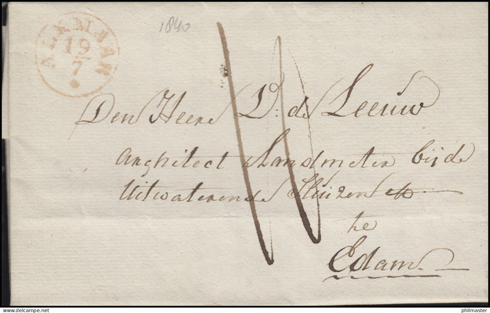 Niederlande Vorphilatelie Brief Einkreis ALKMAAR 19.7.40 Nach EDAM 20.7. - ...-1852 Vorläufer