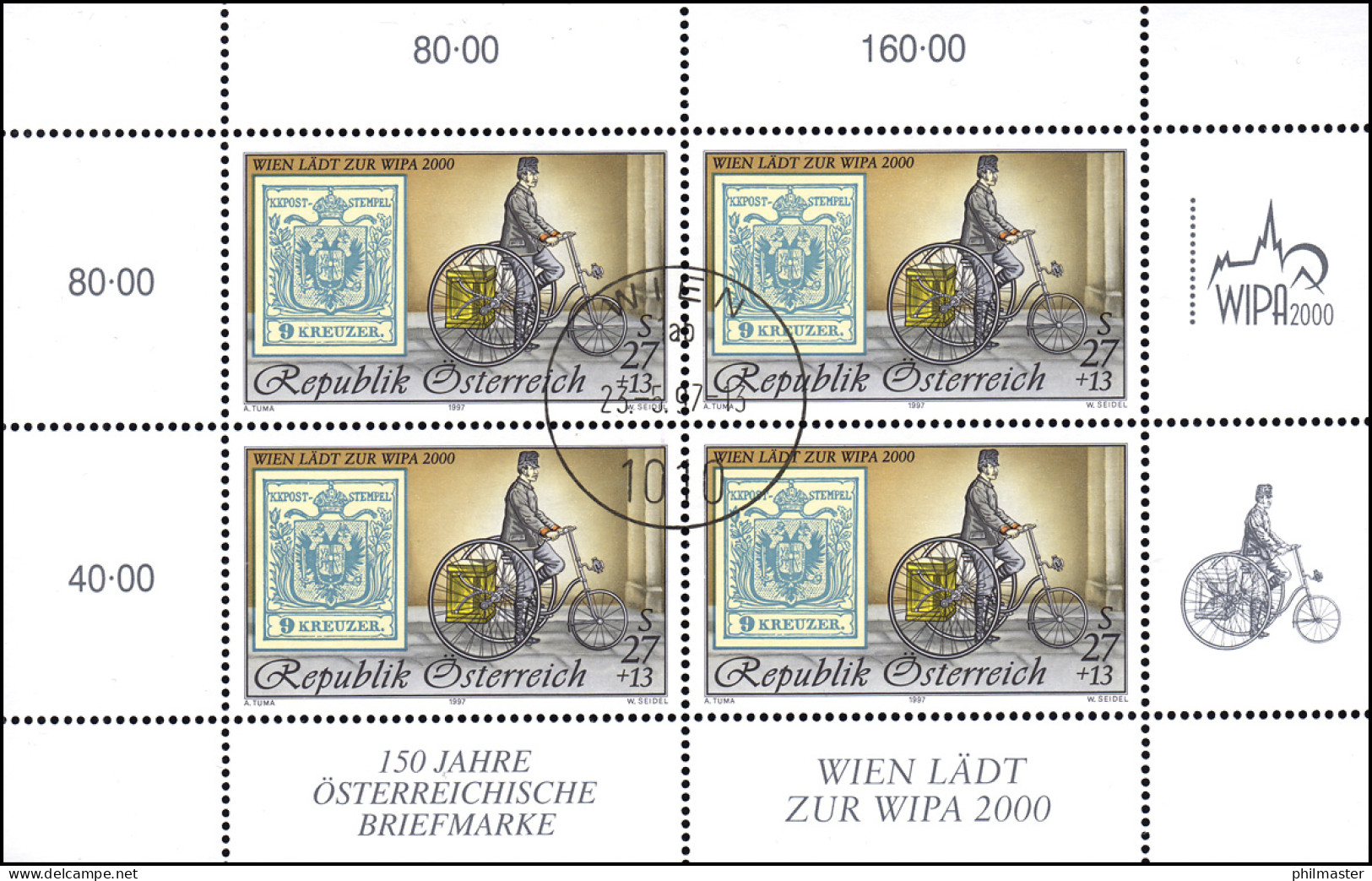 Österreich 2222I Briefmarkenausstellung WIPA 2000, Kleinbogen I Mit ET-O 23.9.97 - Usati