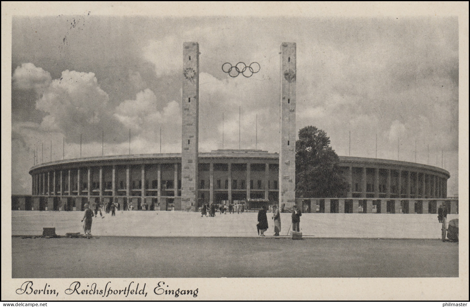 613 Auf AK Reichssportfeld. Eingang, SSt BERLIN OLYMPISCHES DORF 10.8.36 - Andere & Zonder Classificatie