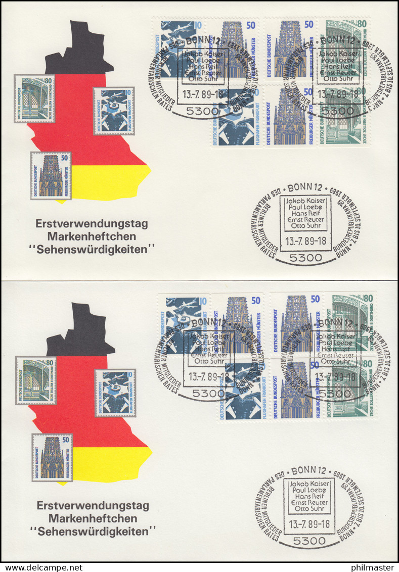 ZD-Set Aus MH 25 SWK - 6 Zusammendrucke W79-W84 Kpl. Auf 2 Schmuck-FDC 13.7.89 - Zusammendrucke