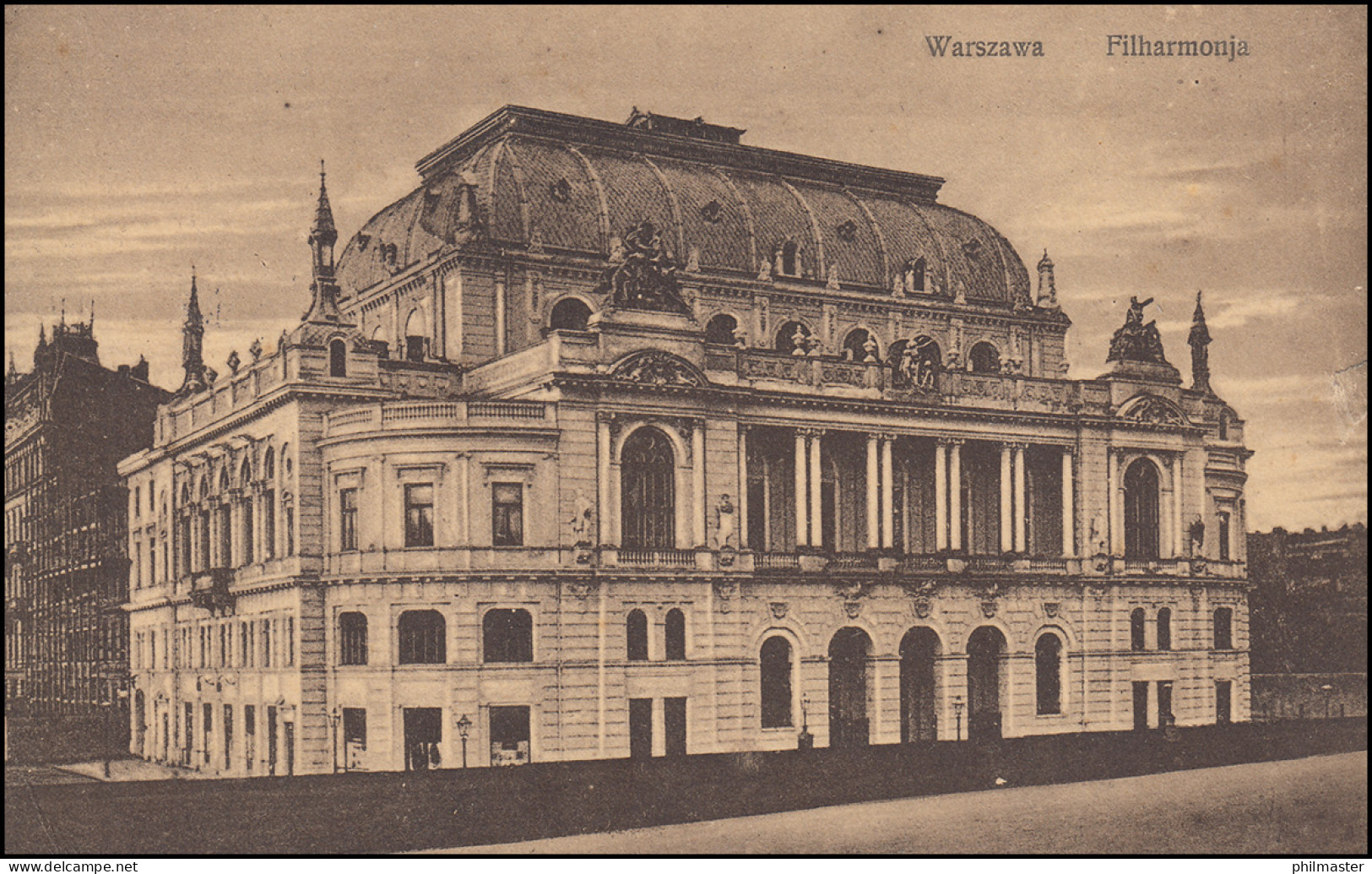 Feldpost Festungslazarett Warschau 25.6.16 Auf AK Philharmonie - Besetzungen 1914-18