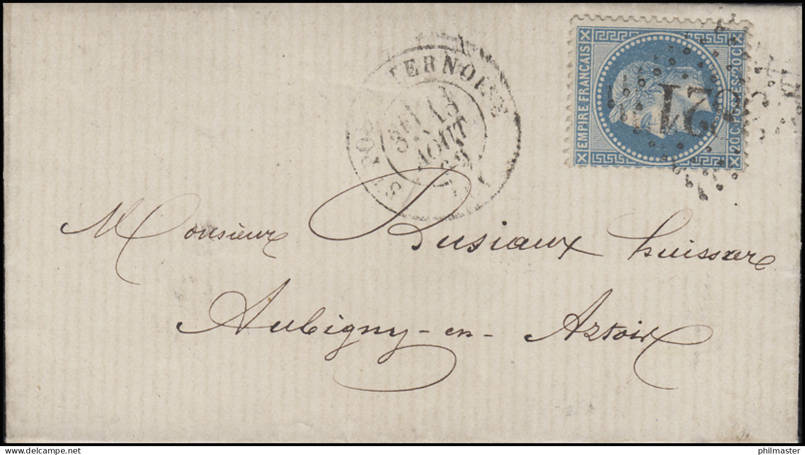 Frankreich 28 Napoleon 20 C. EF Brief Saint-Pol-sur-Ternoise 13.8.69 Mit GC 3821 - Other & Unclassified