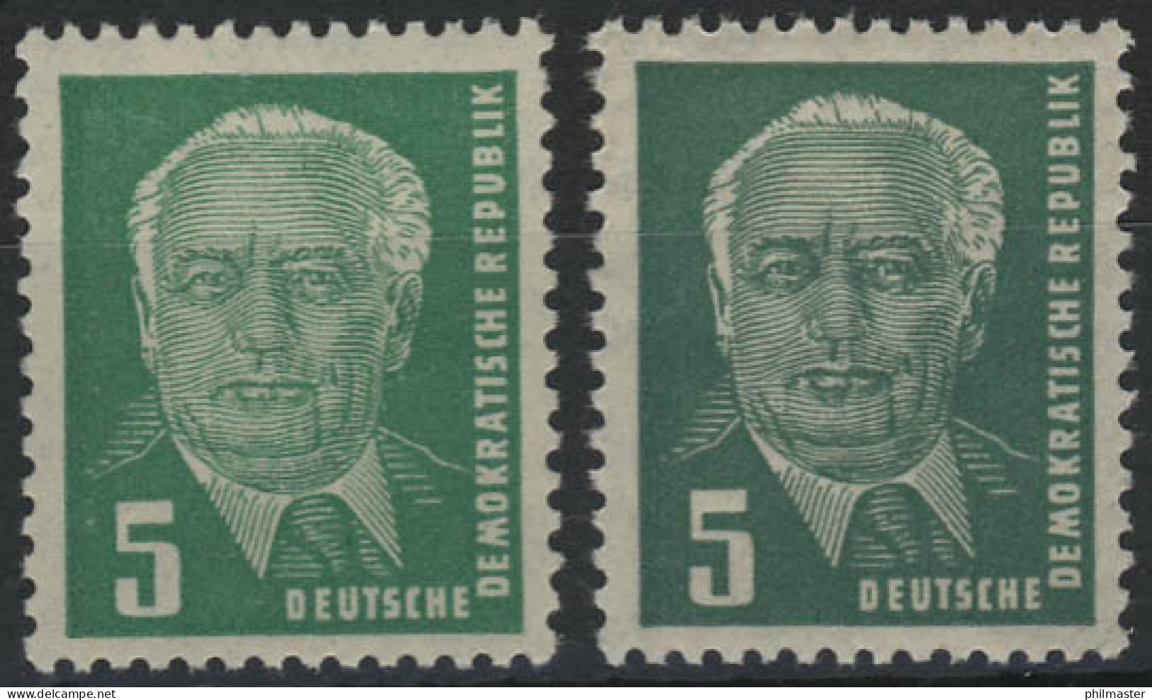 322 Pieck 5 Pfennig - Set Mit Verschiedenen Farbtönungen, Postfrisch ** - Plaatfouten En Curiosa