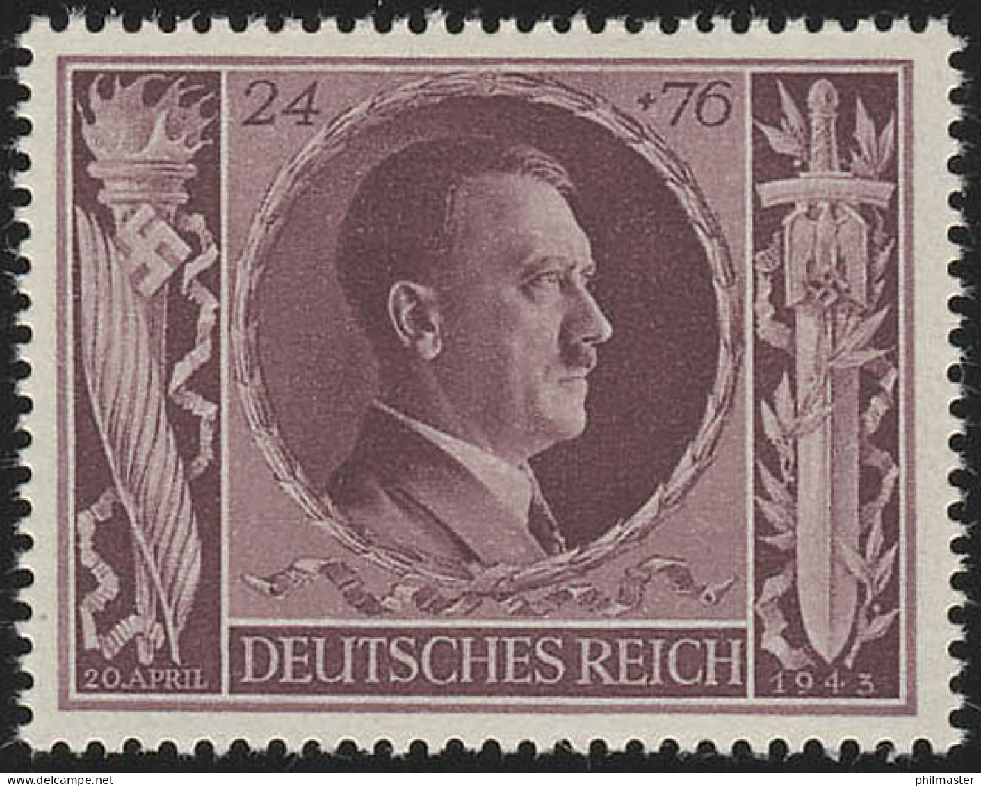 848 Hitlers Geburtstag 1943 24+76 Pf ** - Unused Stamps