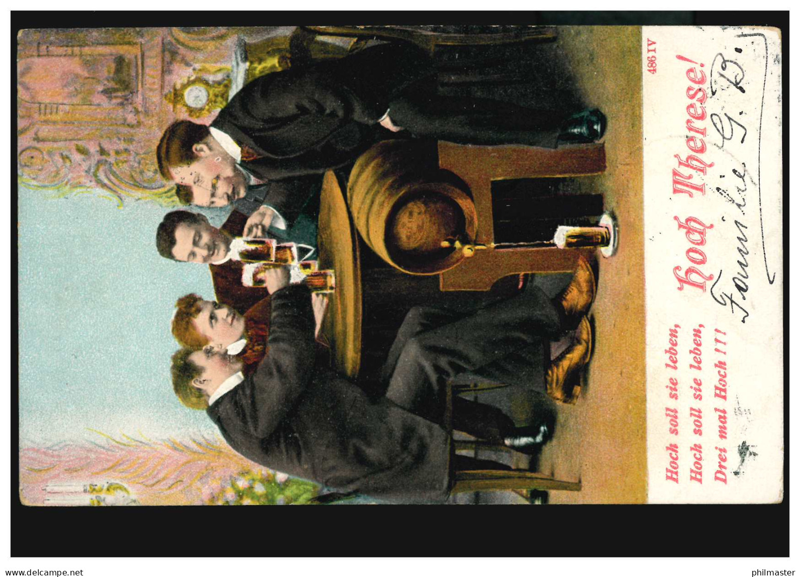 Ansichtskarte Vornamen: Hoch Therese! Anstoßen Mit Bier, WIEN 14.10.1904 - Prénoms