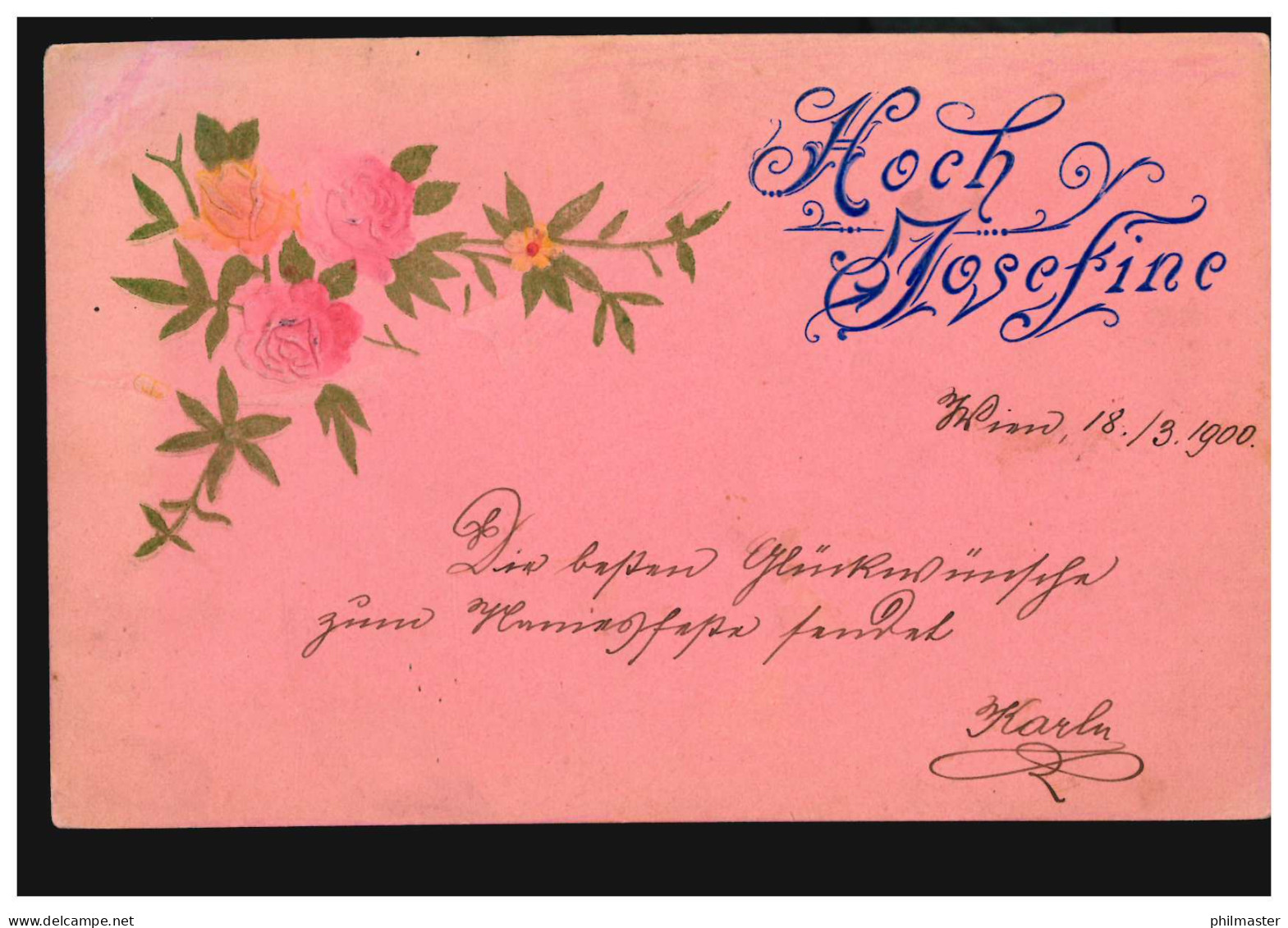 Ansichtskarte Vornamen: Hoch Josefine! Rosenzweig, Nach SCHWECHAT 18.3.1900 - Firstnames