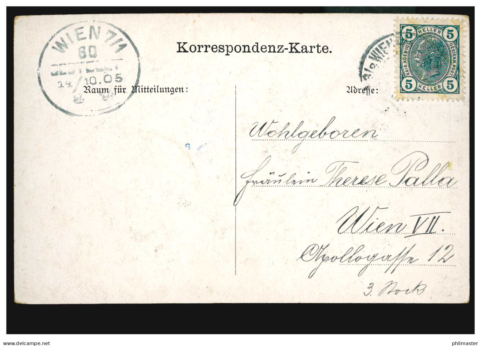 Ansichtskarte Vornamen: Hoch Terese! Alpentracht, Ortspostkarte WIEN 14.10.1905 - Prénoms