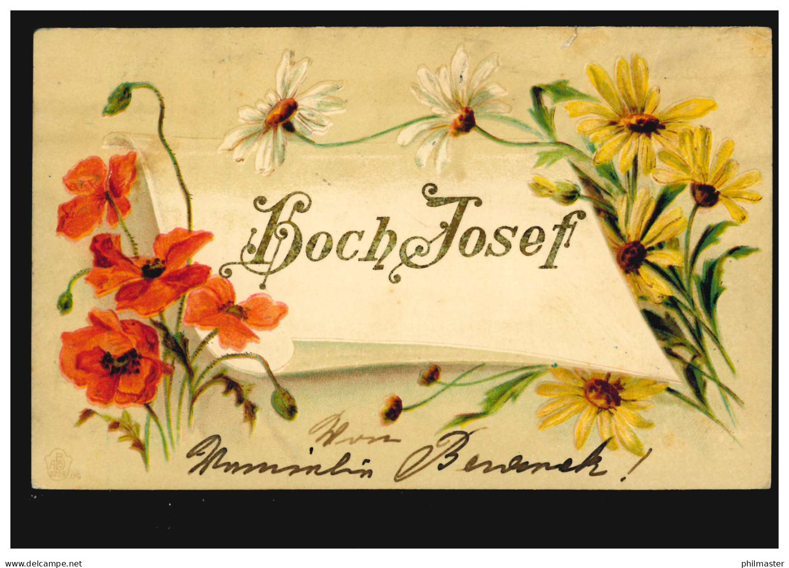 Ansichtskarte Vornamen: Hoch Josef! Blumenzweige, WIEN 14.3.1903 - Vornamen