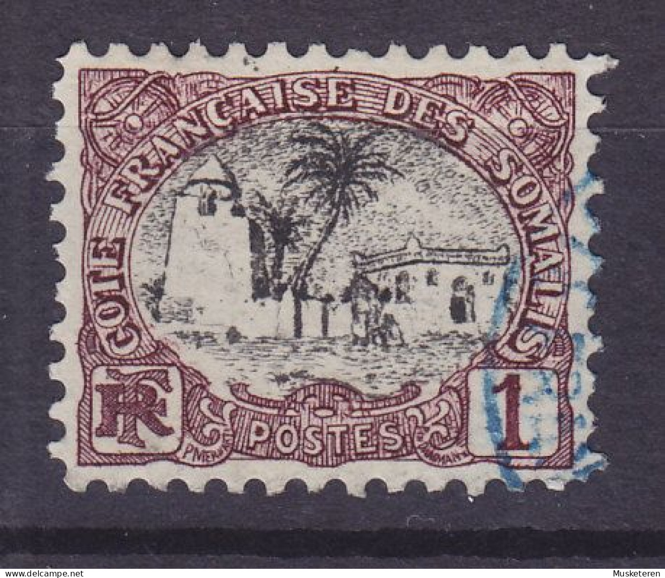 French Somali Coast 1903 Mi. 52, 1 C. Moschee In Tadschurah Purple Cancel (o) - Oblitérés