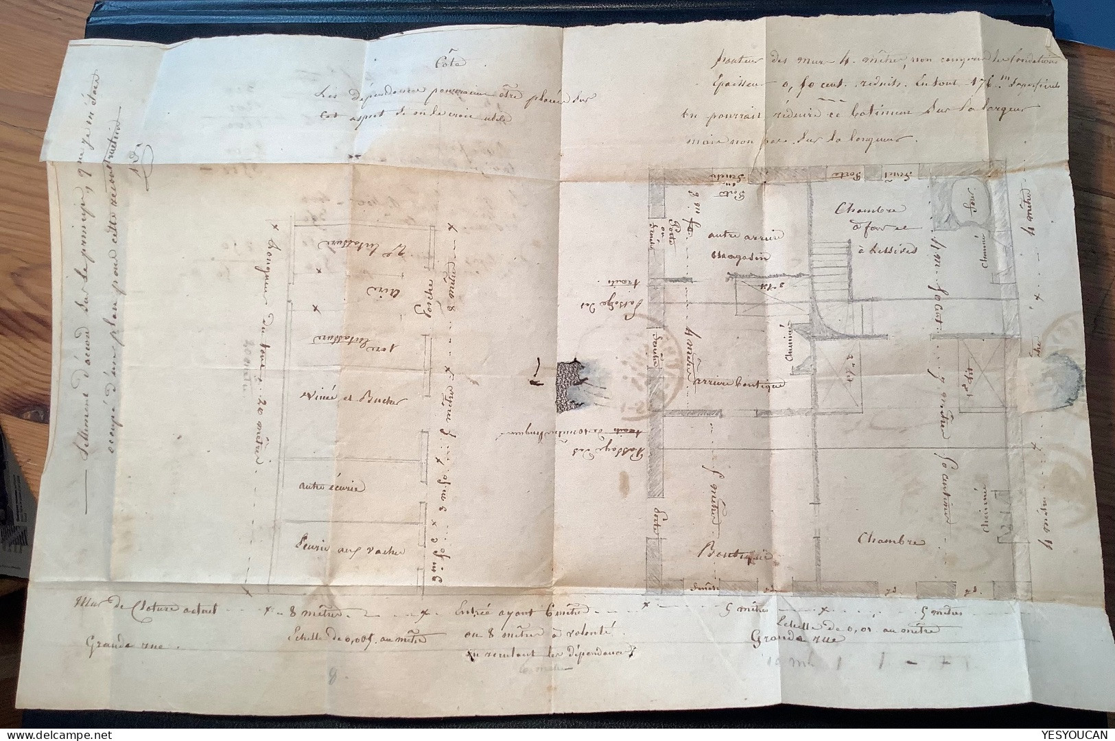 ERVY 1846 (9 Aube) T.11 = LE CAD TYPE LE PLUS RARE DU DEPARTEMENT Lettre Avec Plan D‘ Architecte (double Fleuron - 1801-1848: Precursores XIX