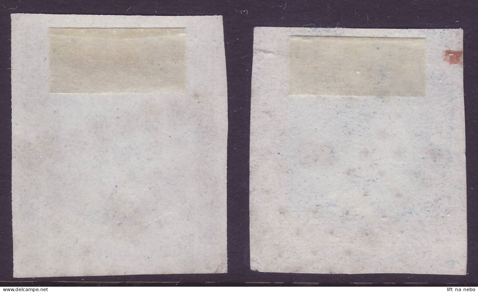 FRANCE 1853-1860 LOT Two Stamps 20c Bleu YT N°14 Oblitération 'D' Et 'B' - 1853-1860 Napoléon III.