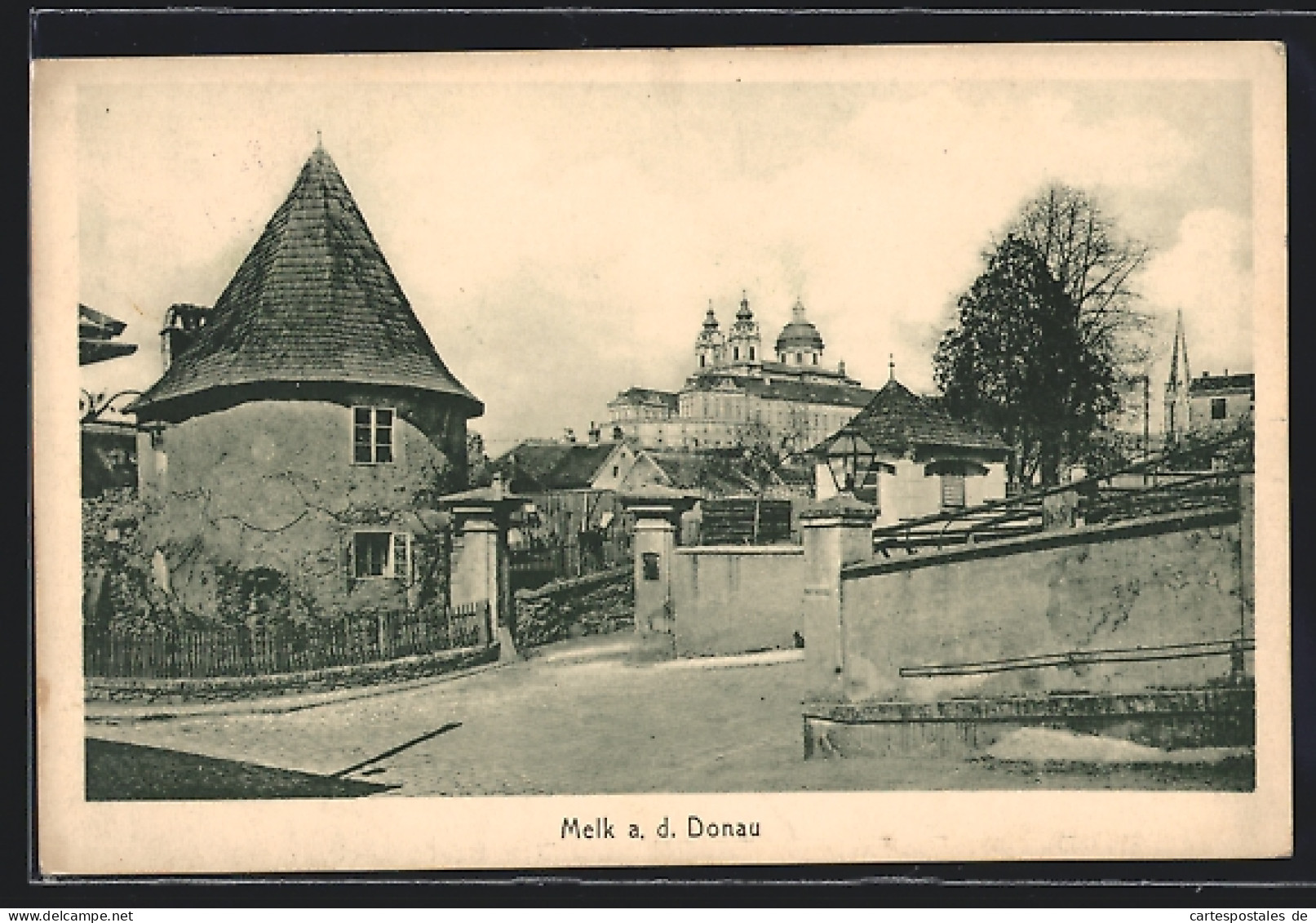 AK Melk A. D. Donau, Ortspartie Mit Blick Zum Stift  - Autres & Non Classés