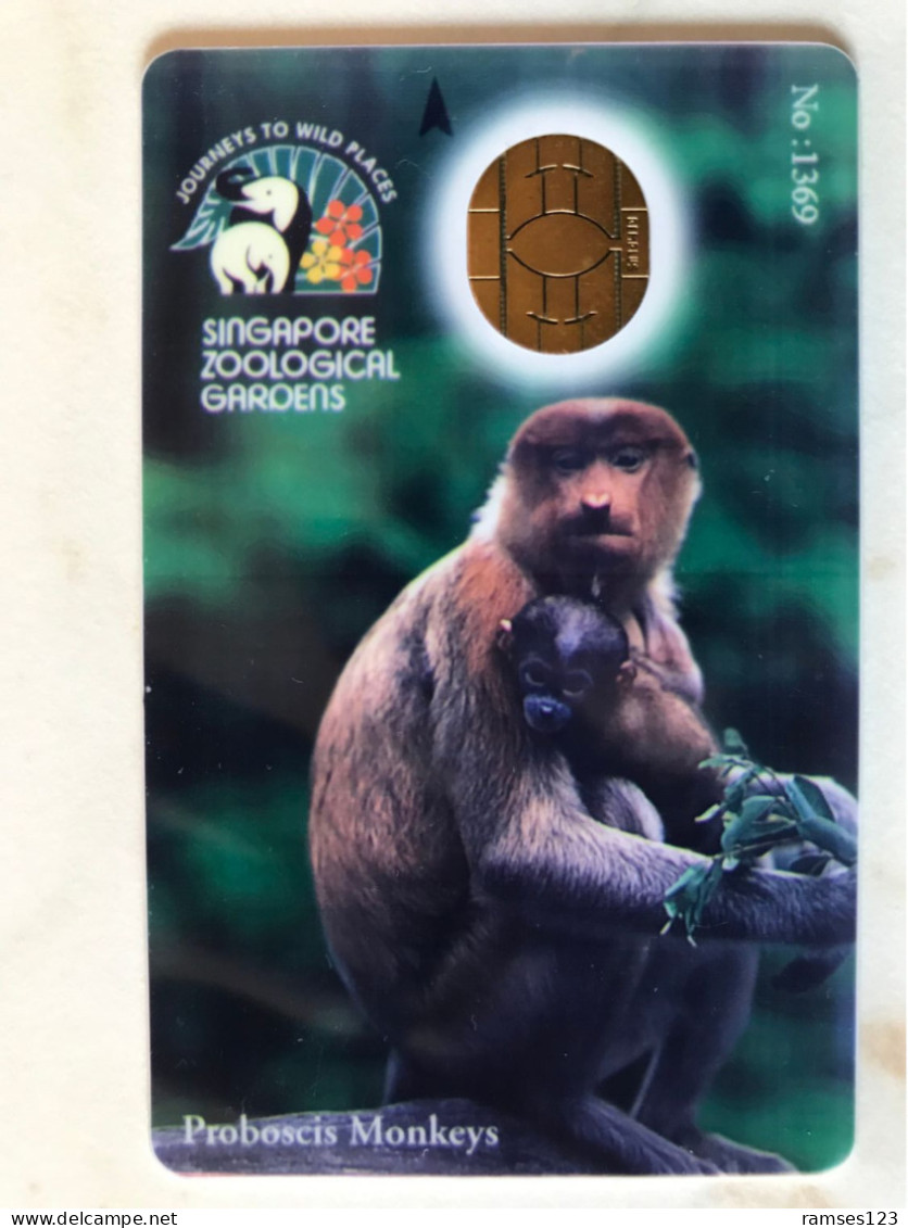 RARE  GEMPLUS   AND   BEAUTIFUL  SINGAPORE CASH CARD   SINGE MONKEY   MINT - Einmalgebrauch