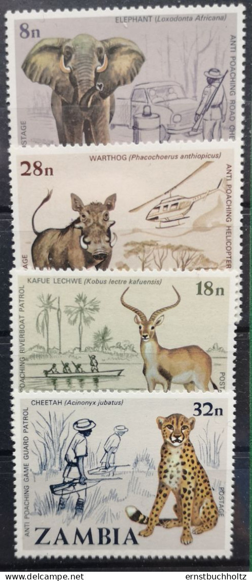 Sambia Zambia 1978 Wildlebende Säugetiere Mi 193/96** - Zambia (1965-...)