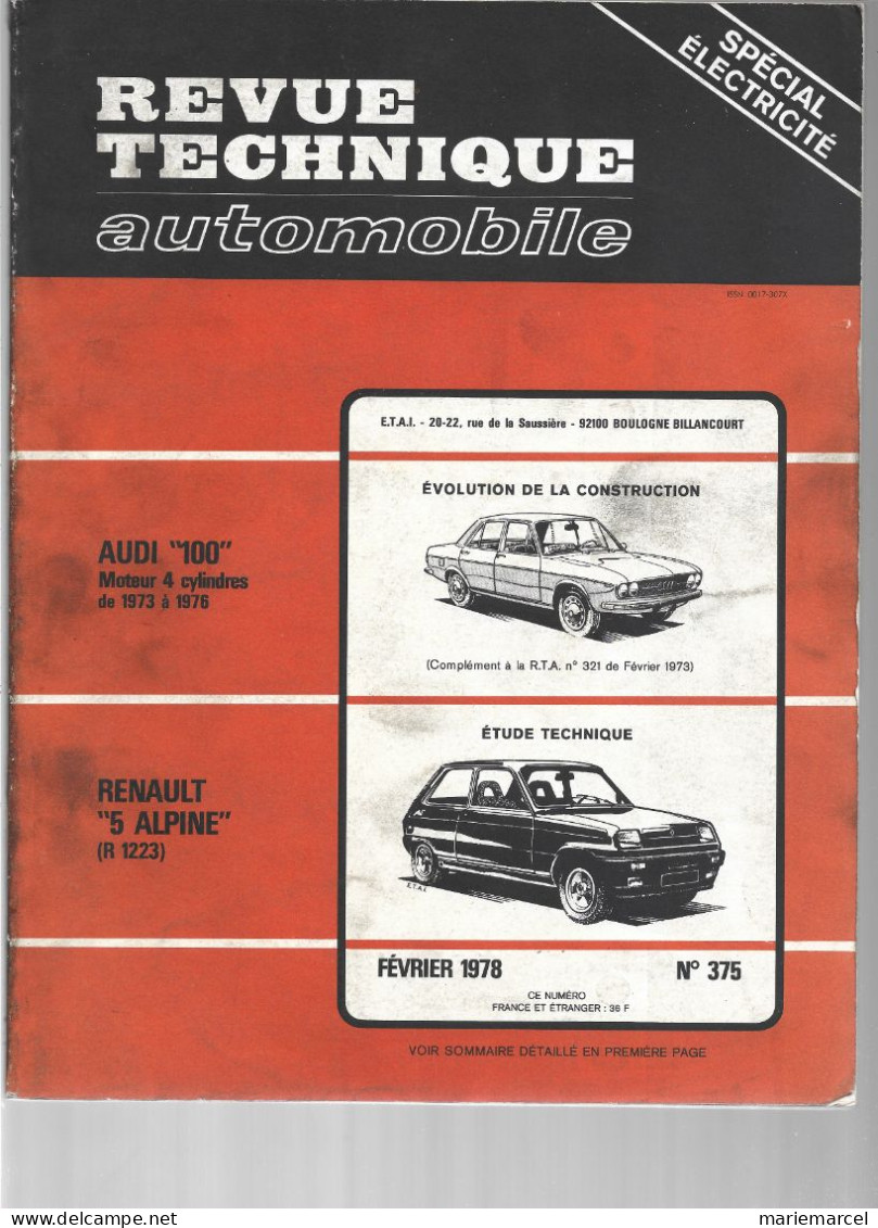 Lot. REVUE TECHNIQUE AUTOMOBILE + DIVERS. RENAULT 5 - Auto