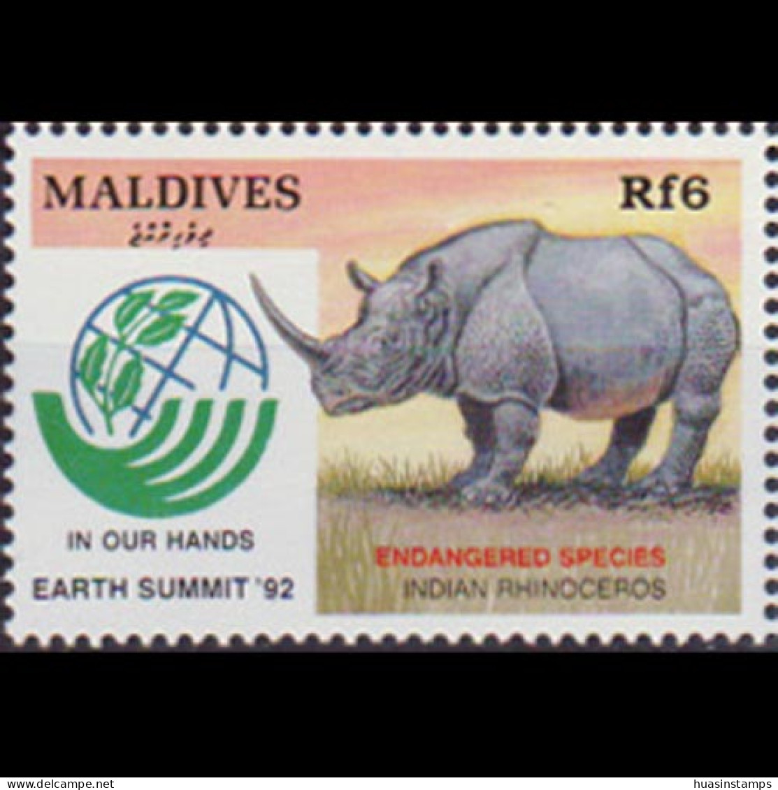 MALDIVES 1993 - Scott# 1808 Indian Rhino 6r MNH - Maldive (1965-...)